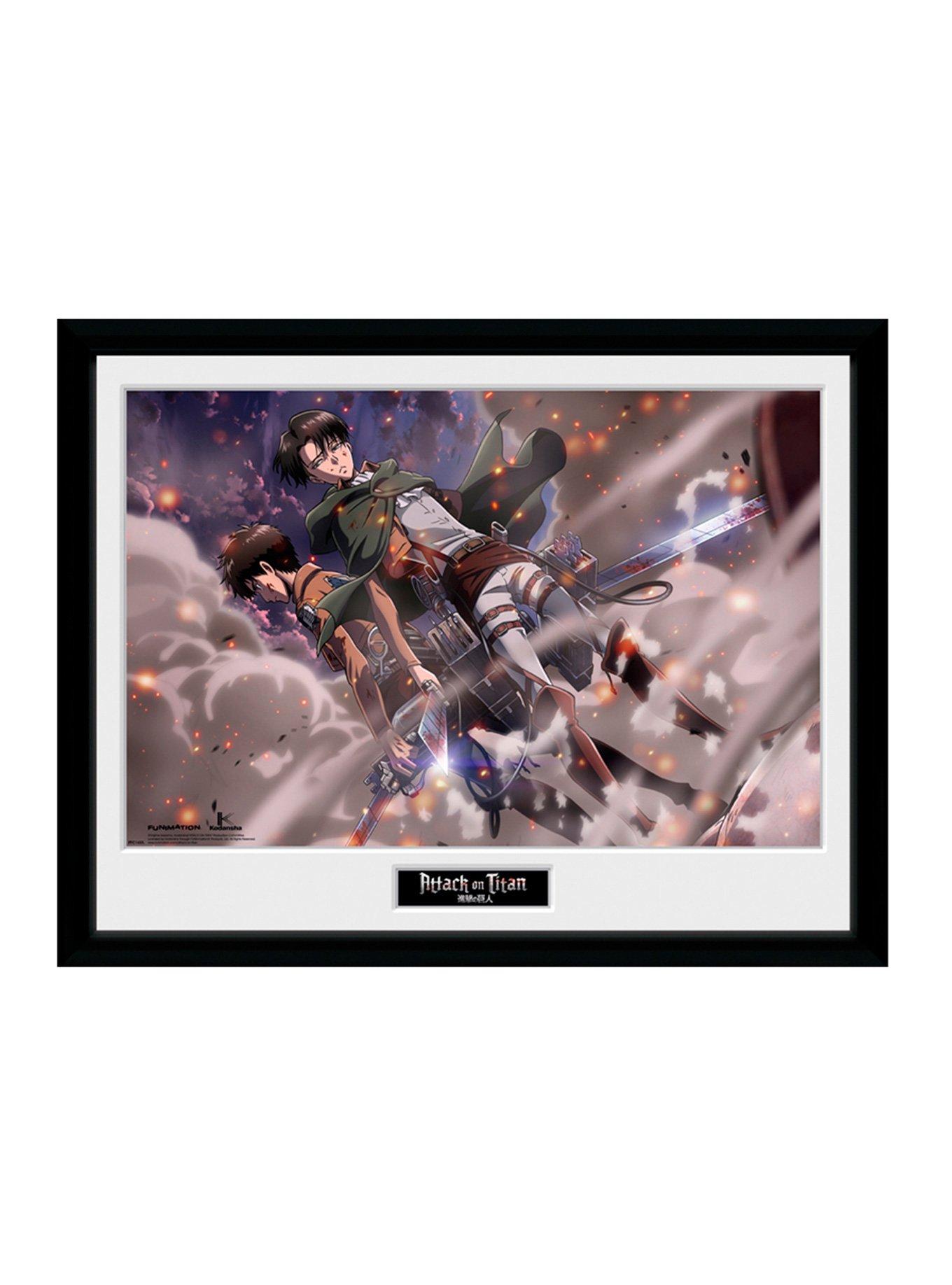Attack On Titan Eren & Levi Smoke Framed Poster, , hi-res