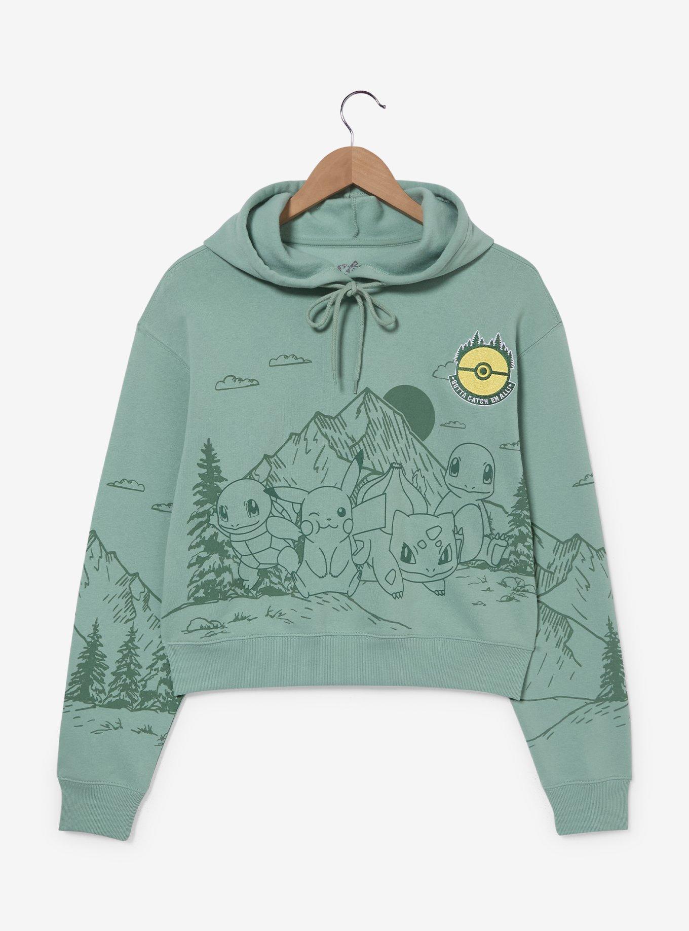 Pok&eacute;mon Tonal Group Portrait Women's Cropped Hoodie - BoxLunch Exclusive, , hi-res