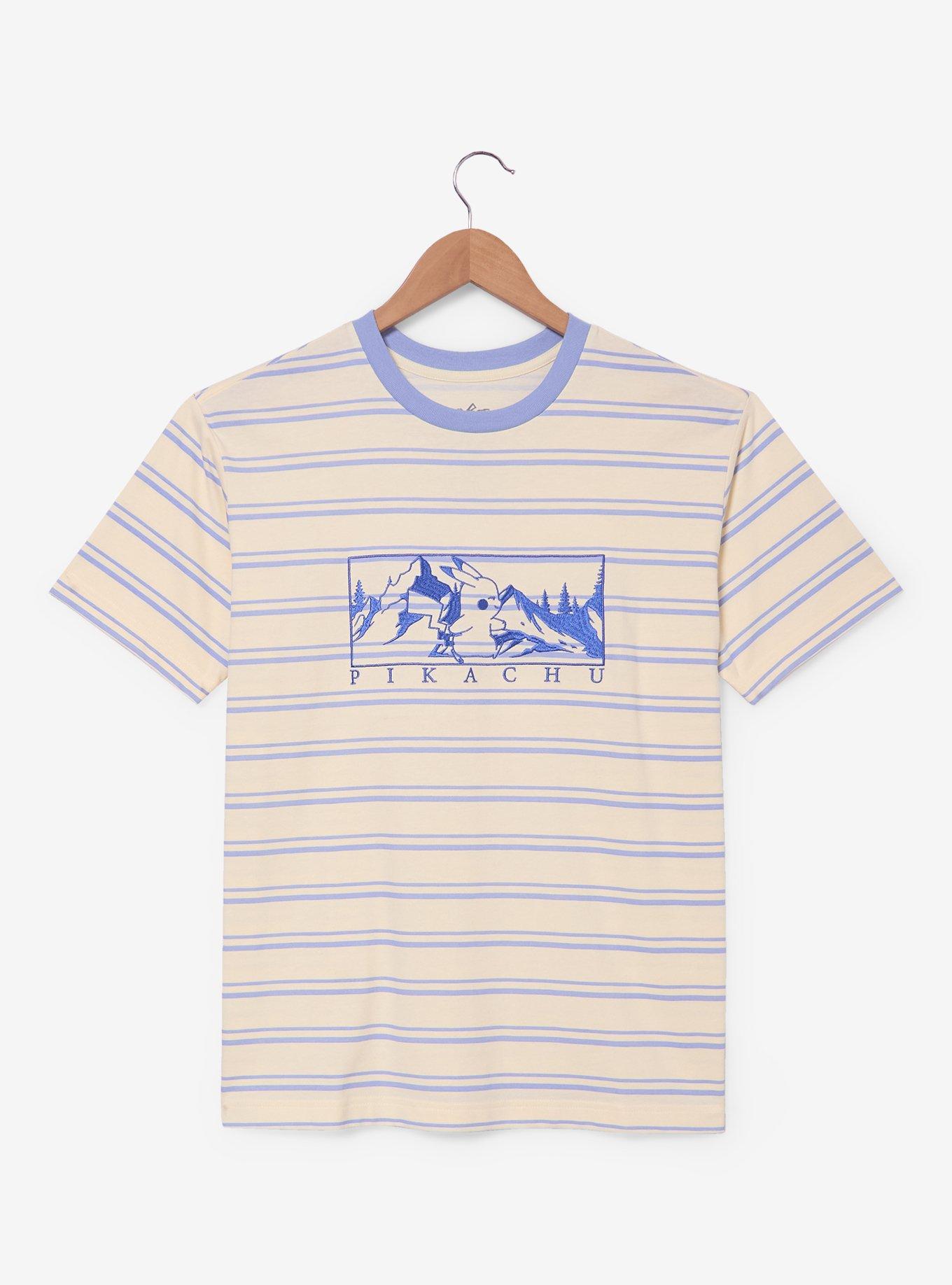 Pok&eacute;mon Pikachu Embroidered Panel Striped T-Shirt - BoxLunch Exclusive, , hi-res
