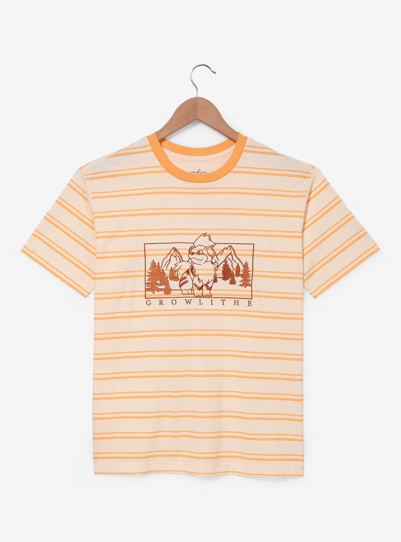 Pok&eacute;mon Growlithe Embroidered Panel Striped T-Shirt - BoxLunch Exclusive, , hi-res