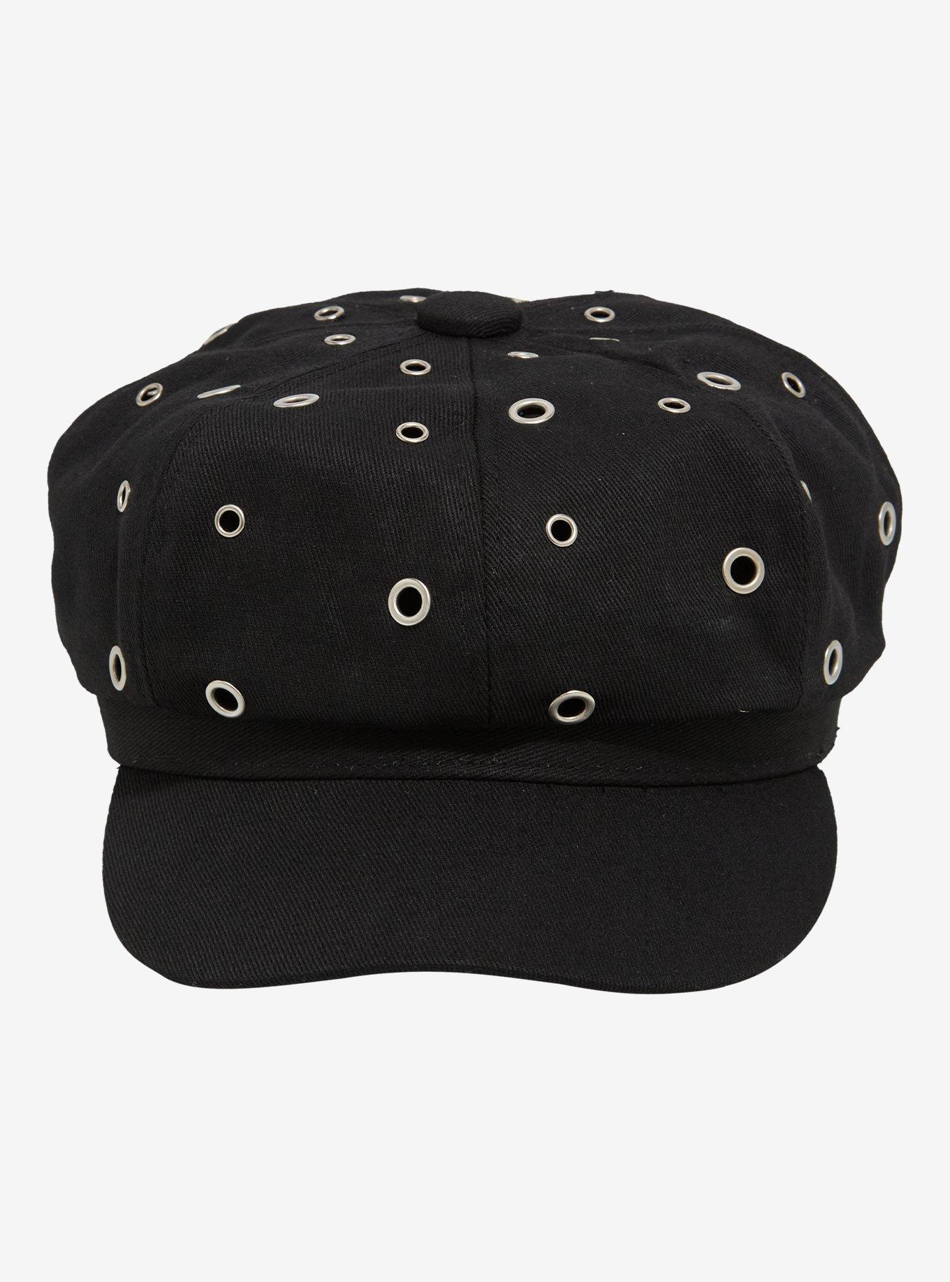 Black Grommet Cabbie Hat, , hi-res