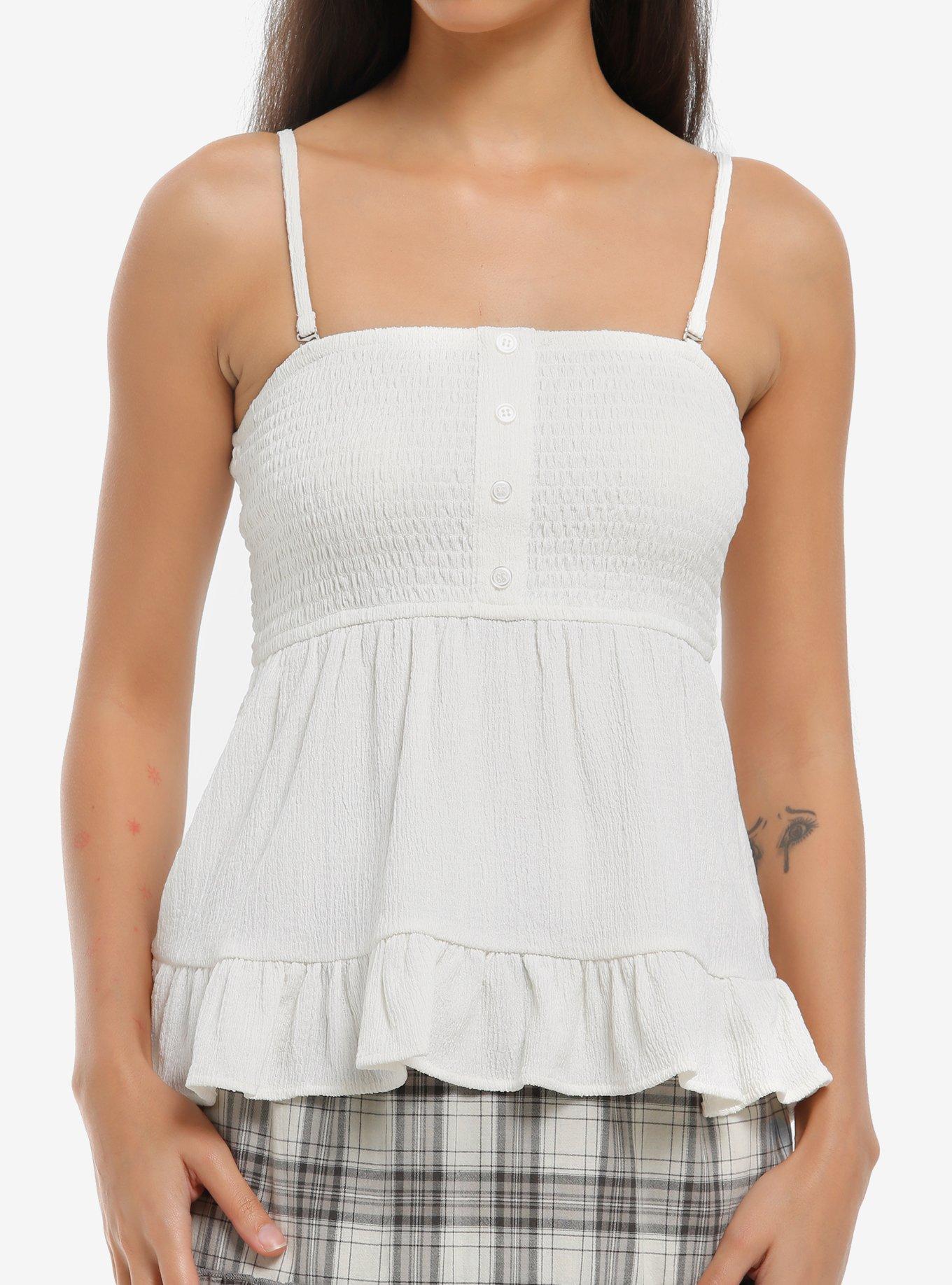 White Smock Ruffle Girls Cami, , hi-res