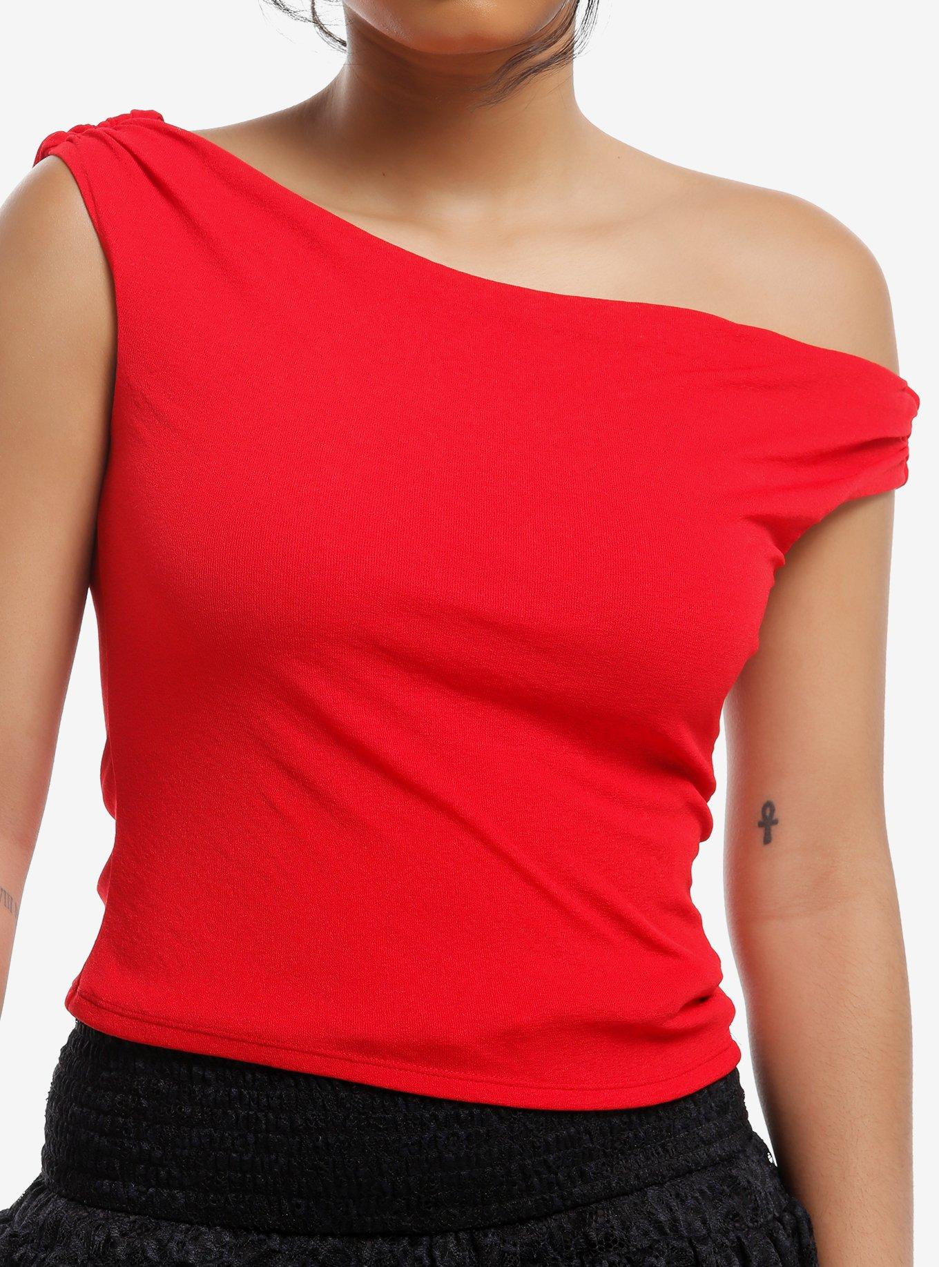 Red Girls Off-Shoulder Top, , hi-res