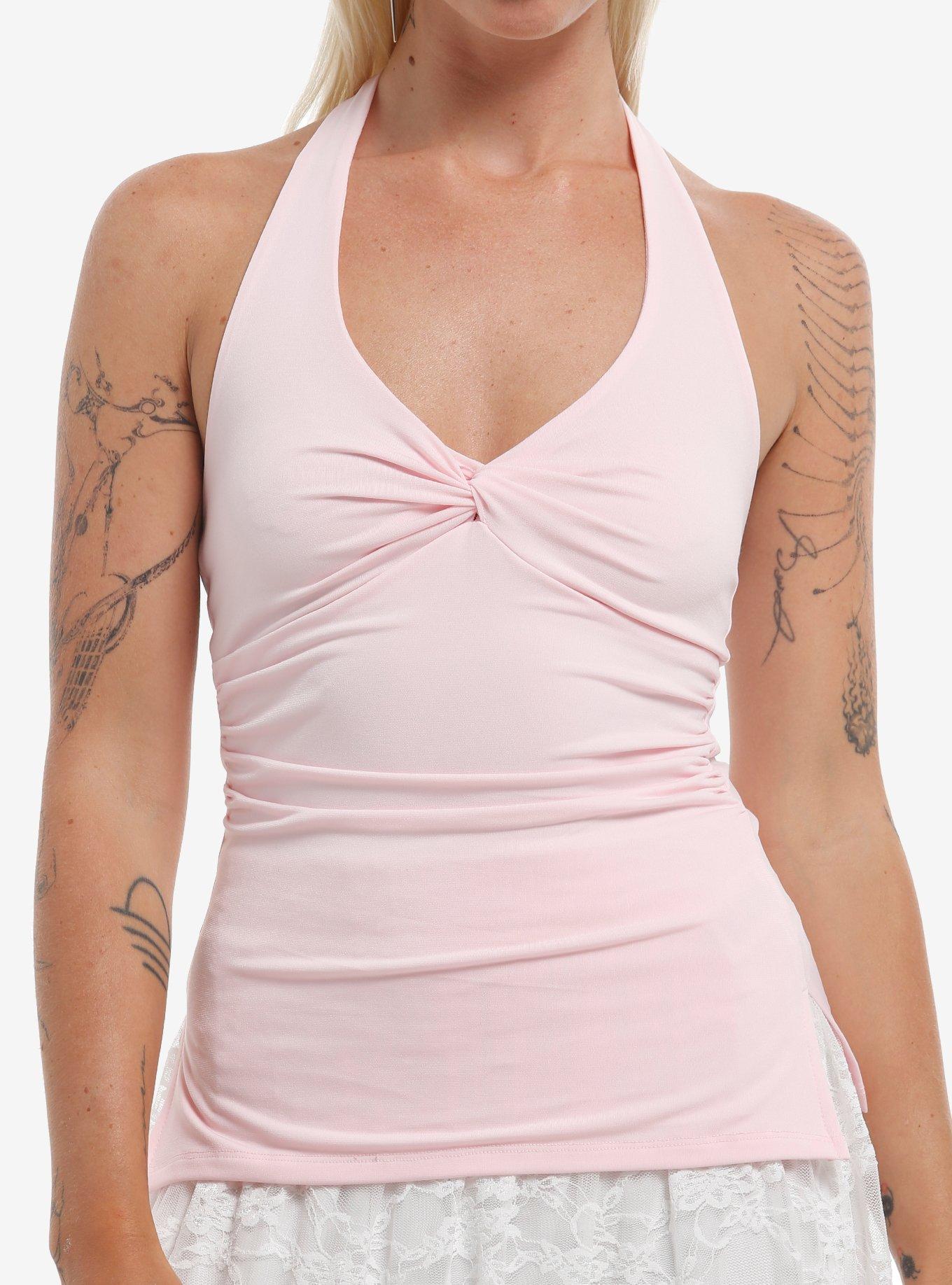 Baby Pink Girls Halter Top, , hi-res