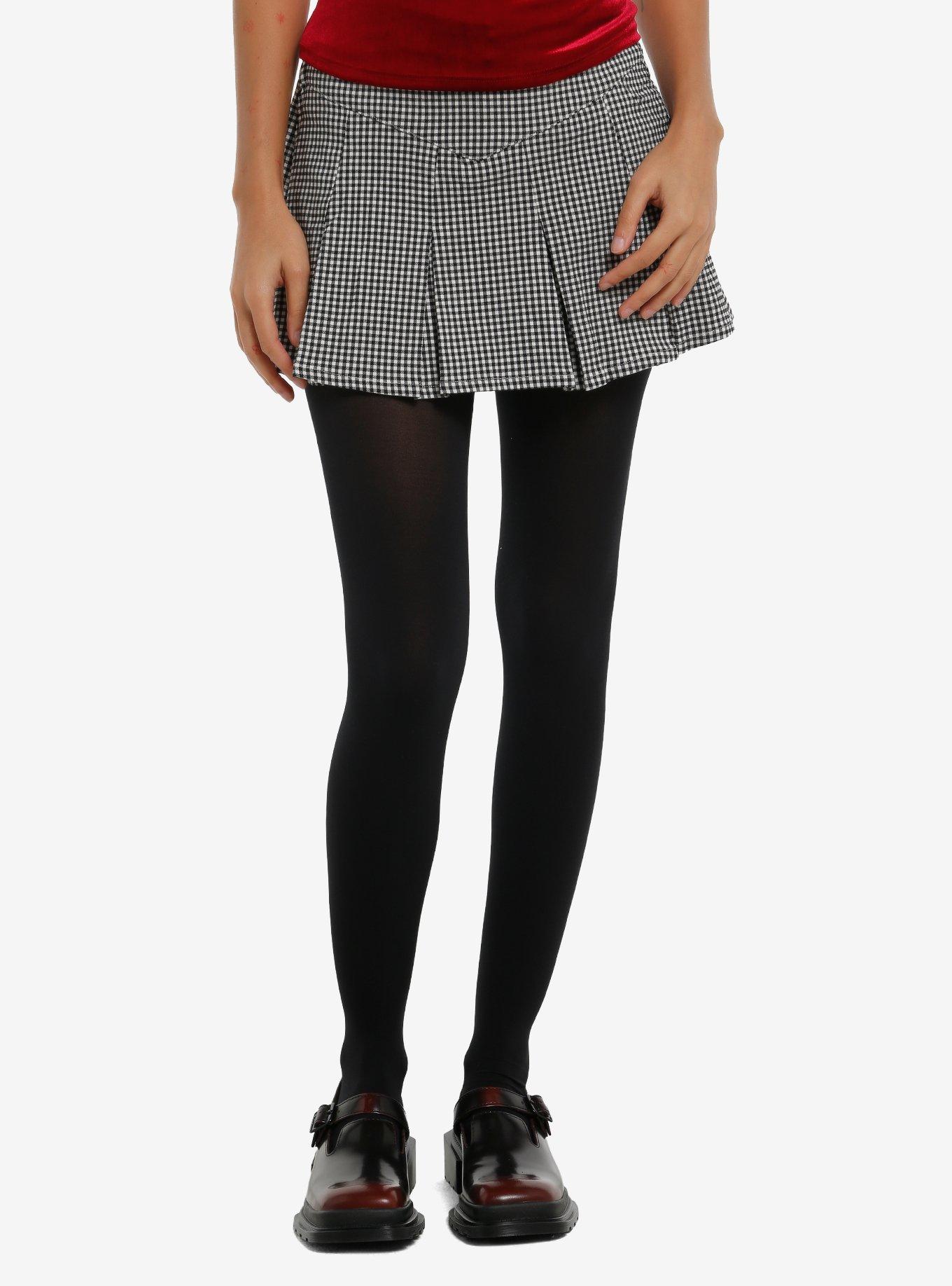 Black & White Gingham Pleated Mini Skort, , hi-res