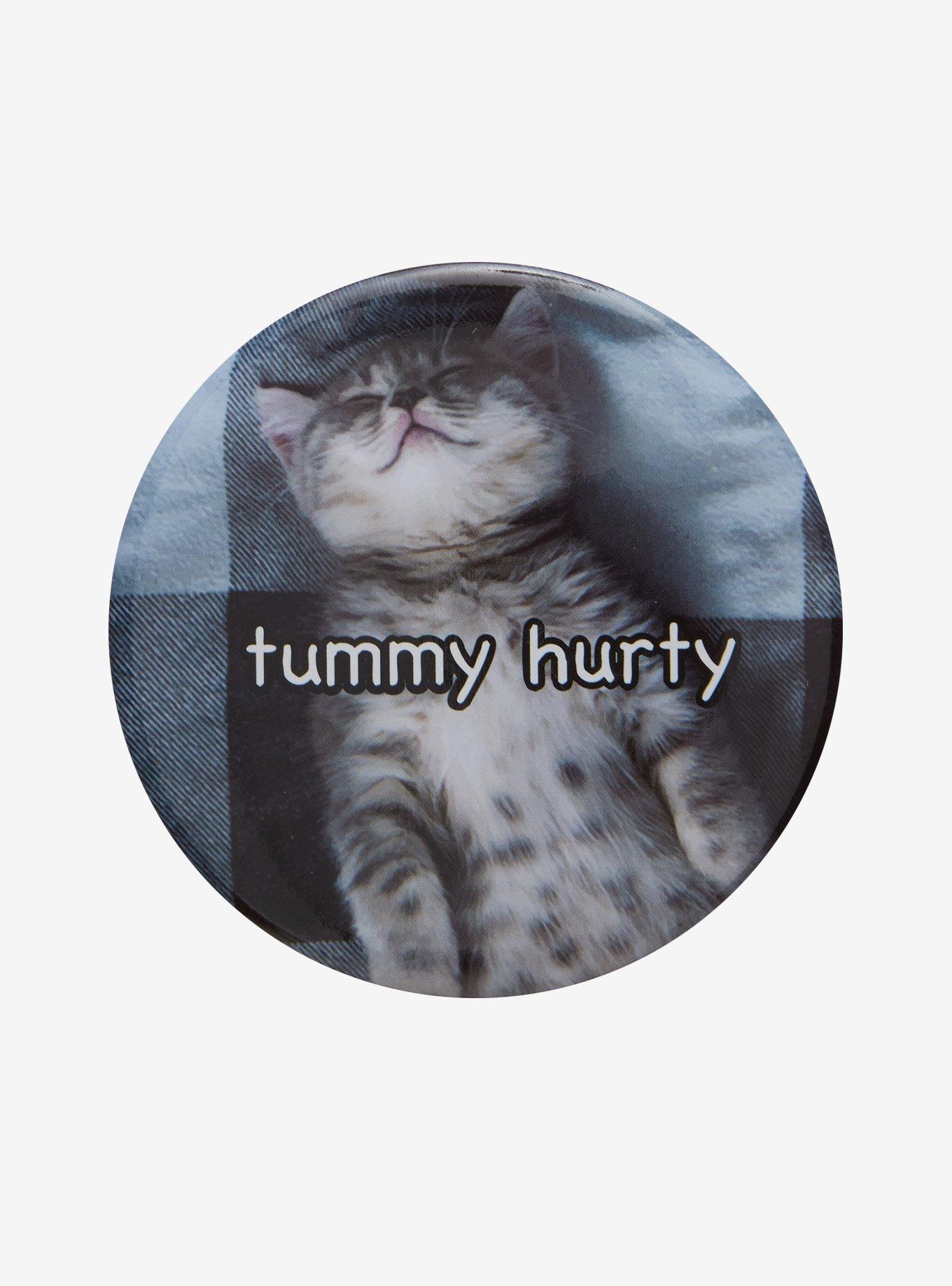 Tummy Hurty Cat 3 Inch Button, , hi-res