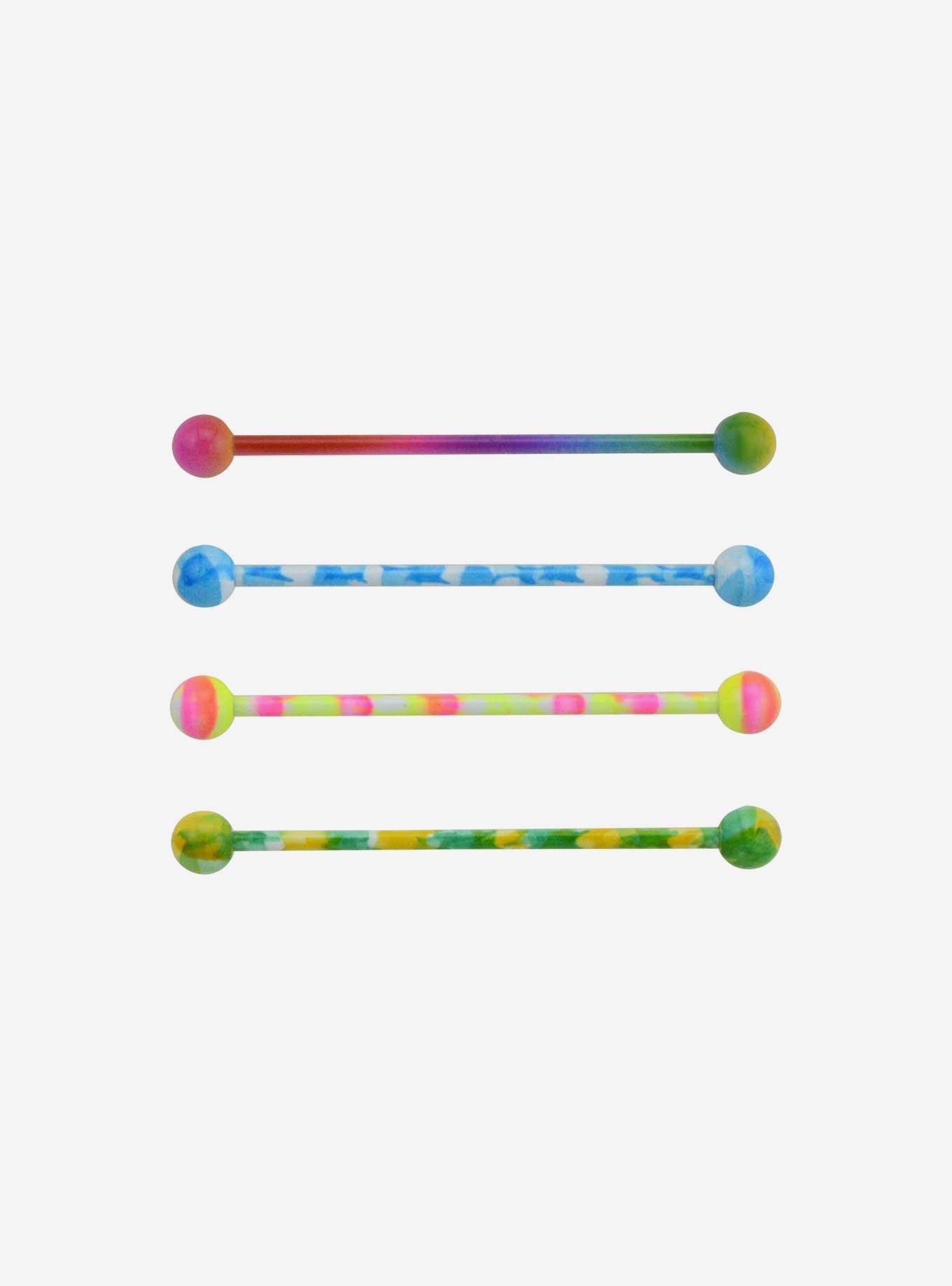 Steel Rainbow Nipple Barbell 4 Pack, , hi-res