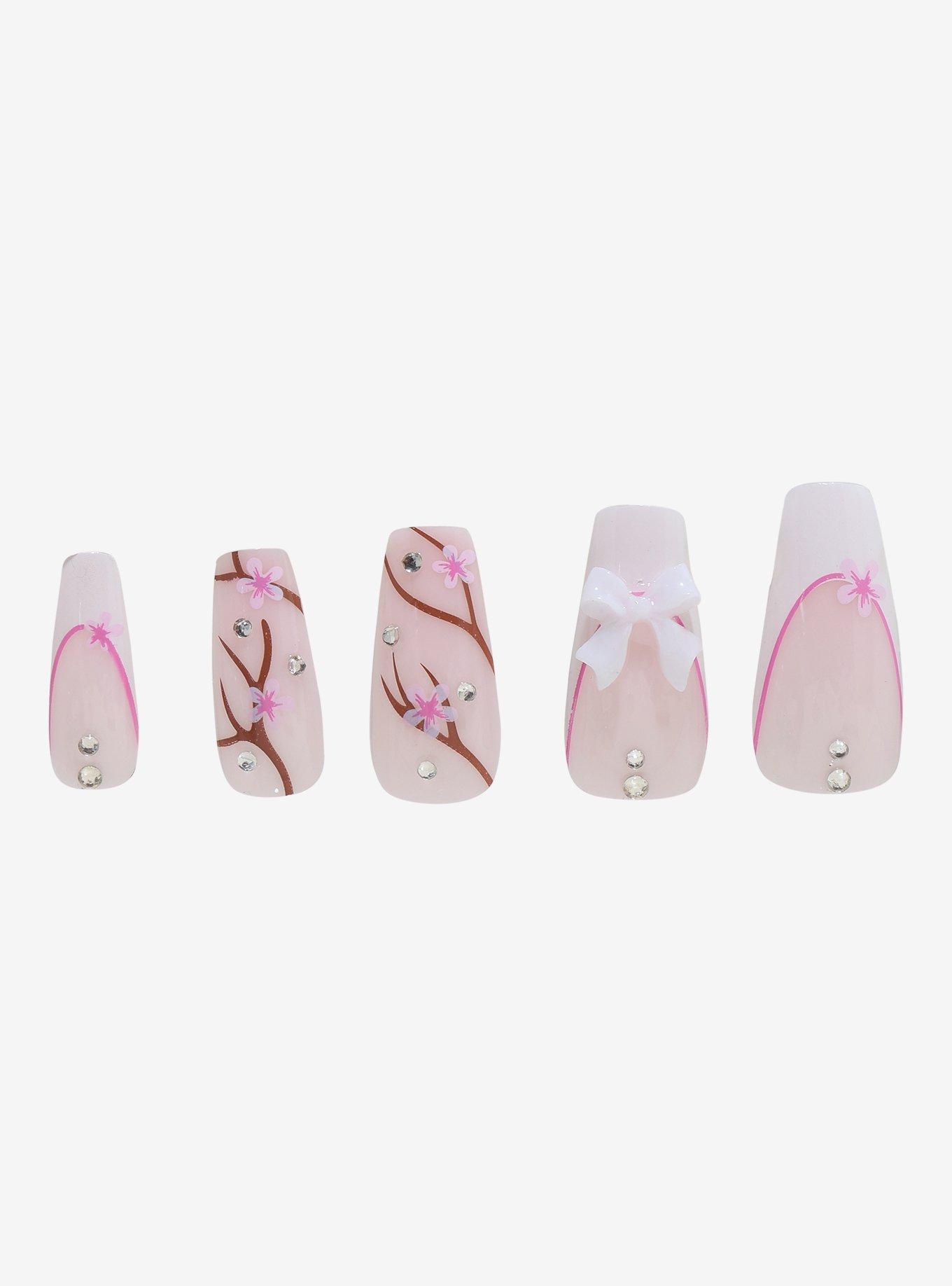 Blackheart Cherry Blossom Bow Press-On Nail Set, , hi-res