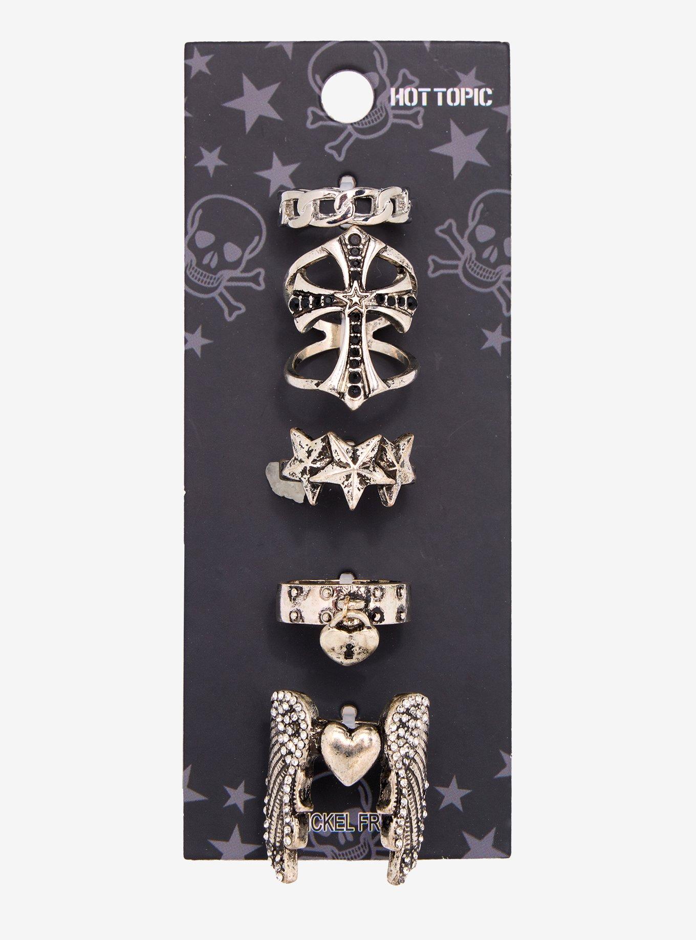 Cross Winged Heart Star Ring Set, , hi-res