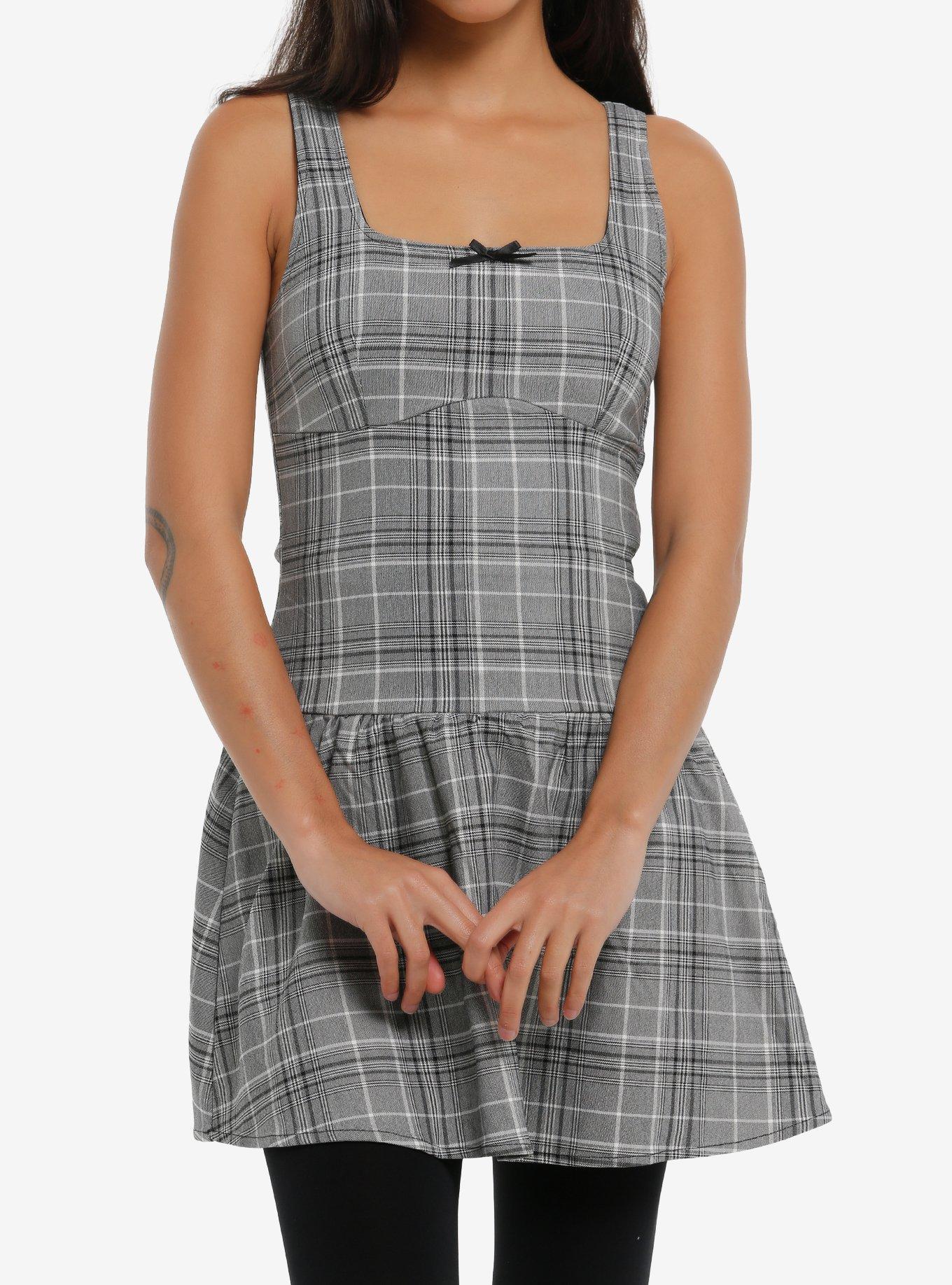 Black & White Plaid Tank Dress, , hi-res