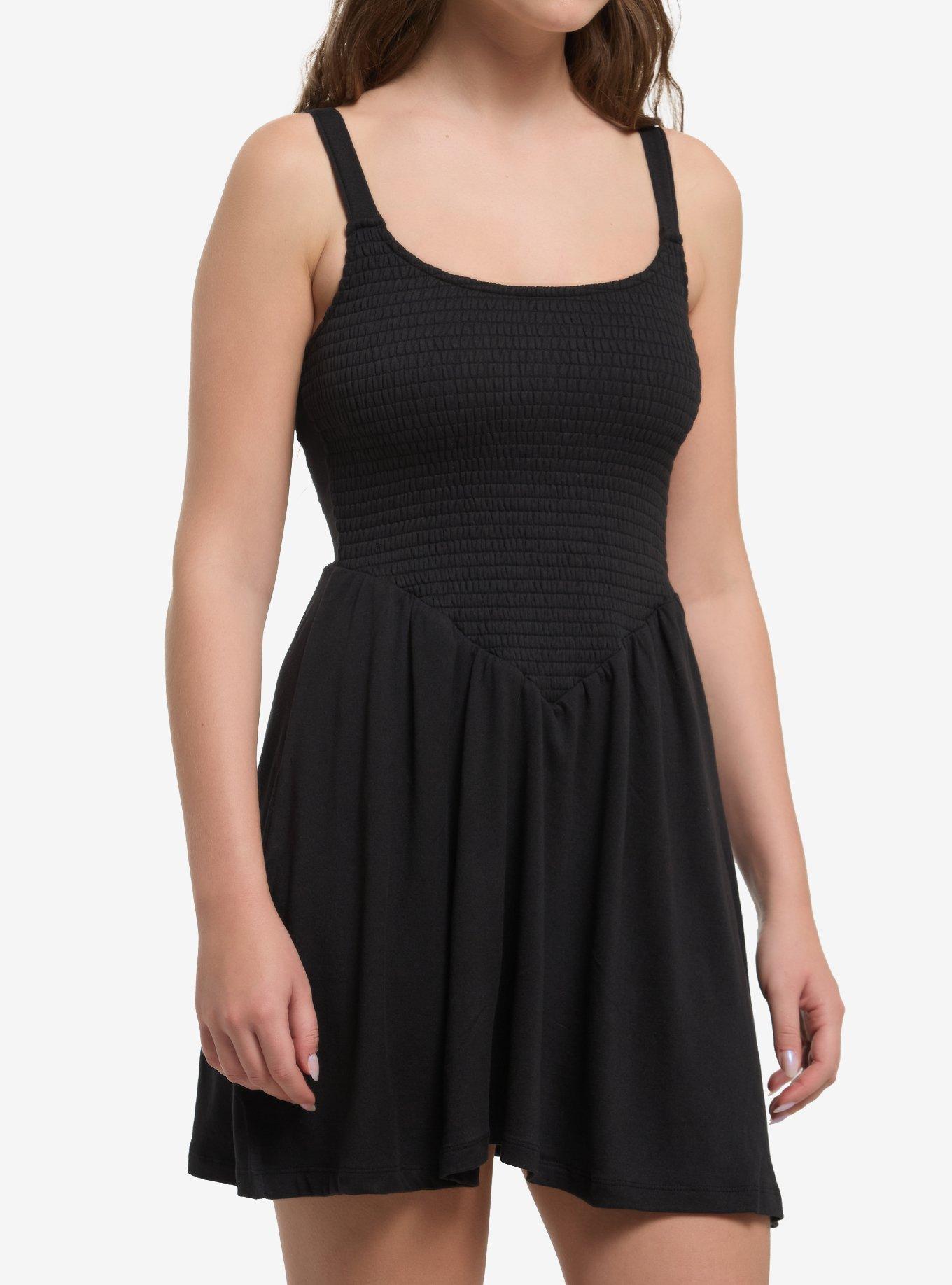 Black Smock Mini Tank Dress, , hi-res