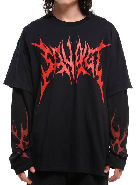 Savage Flames Twofer Long-Sleeve T-Shirt | Hot Topic