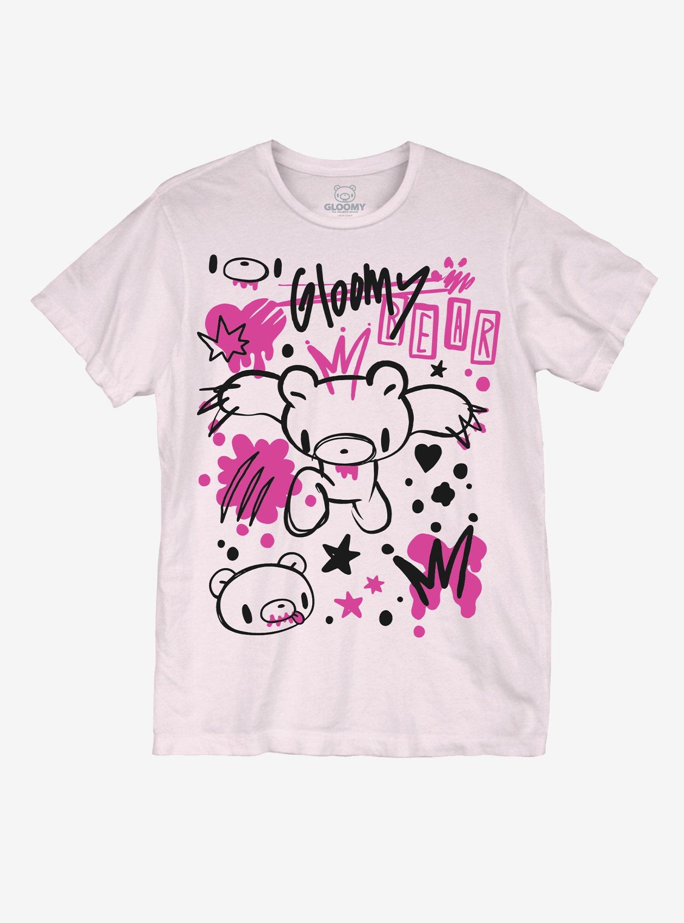 Gloomy Bear Neon Splatter Doodle T-Shirt, , hi-res