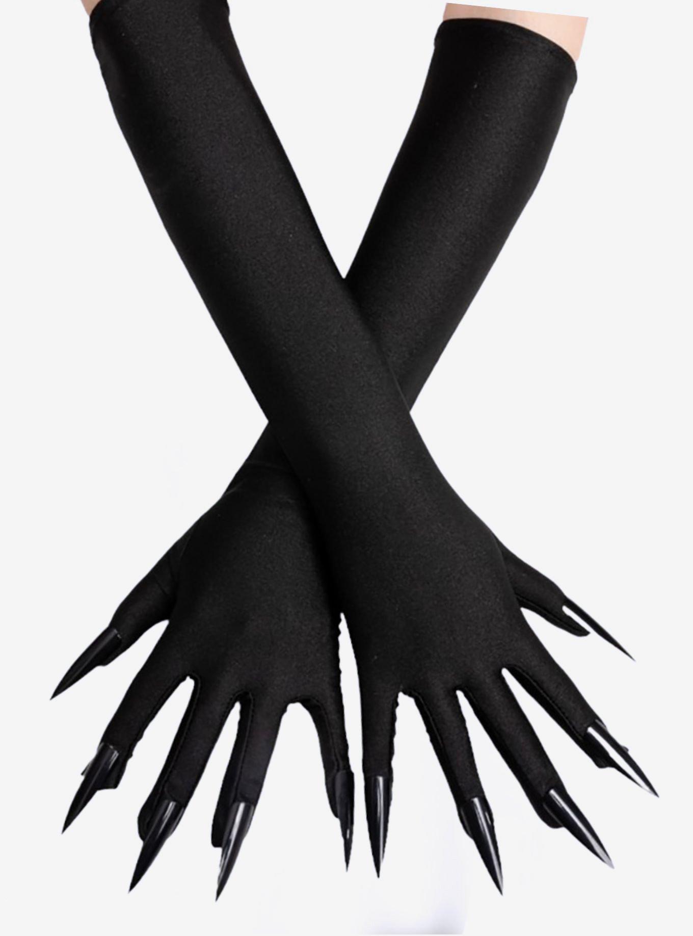 Gothic Black Long Nail Claw Gloves, , hi-res
