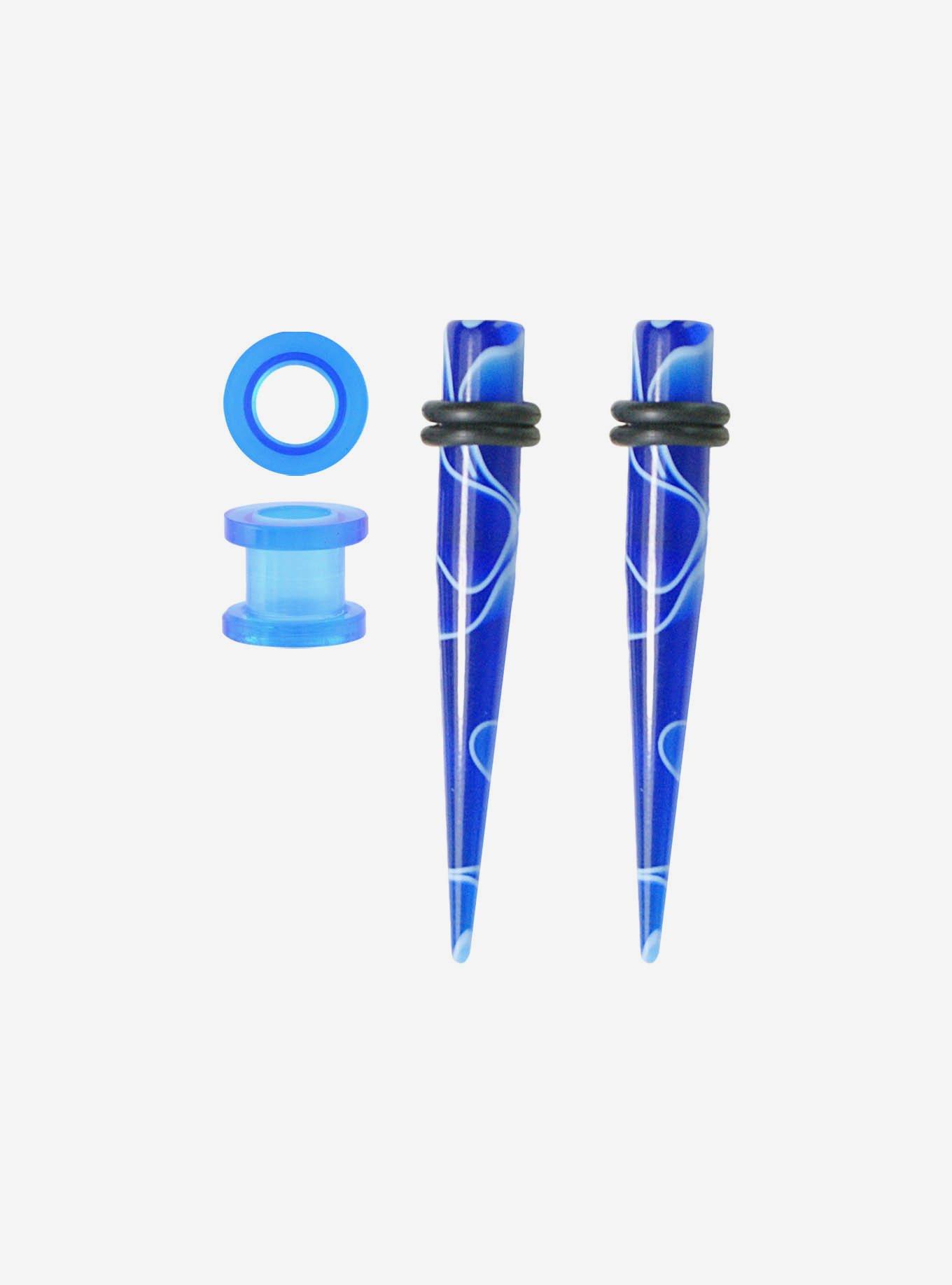 Acrylic Blue Swirl Taper & Tunnel Plug 4 Pack, , hi-res