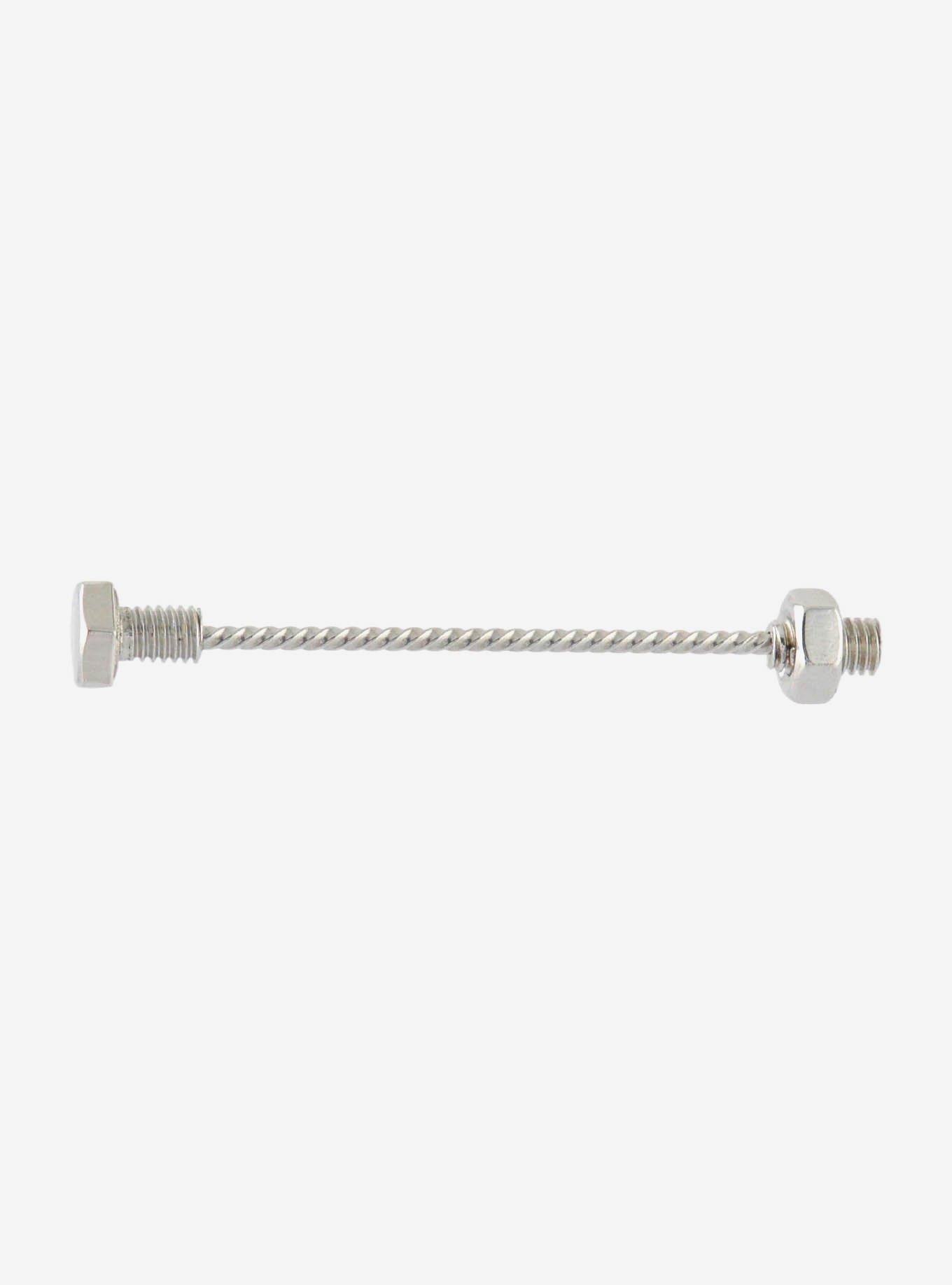 Steel Silver Screw Industrial Barbell, , hi-res
