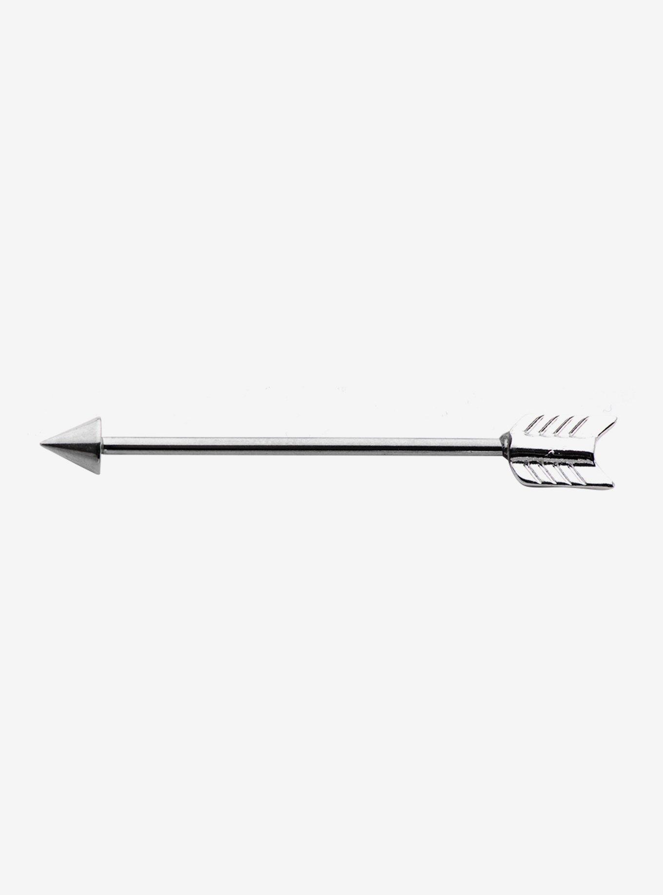 14G Steel Silver Arrow Industrial Barbell, , hi-res