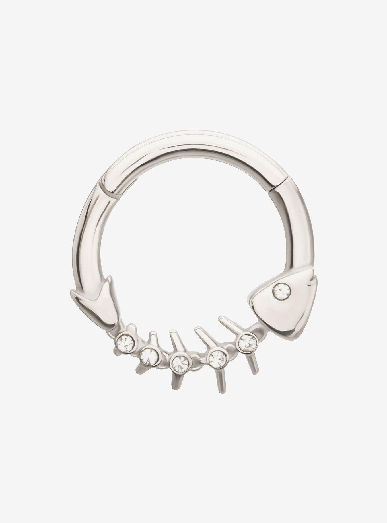 16G Steel Silver Fish Bone Hinged Clicker, , hi-res