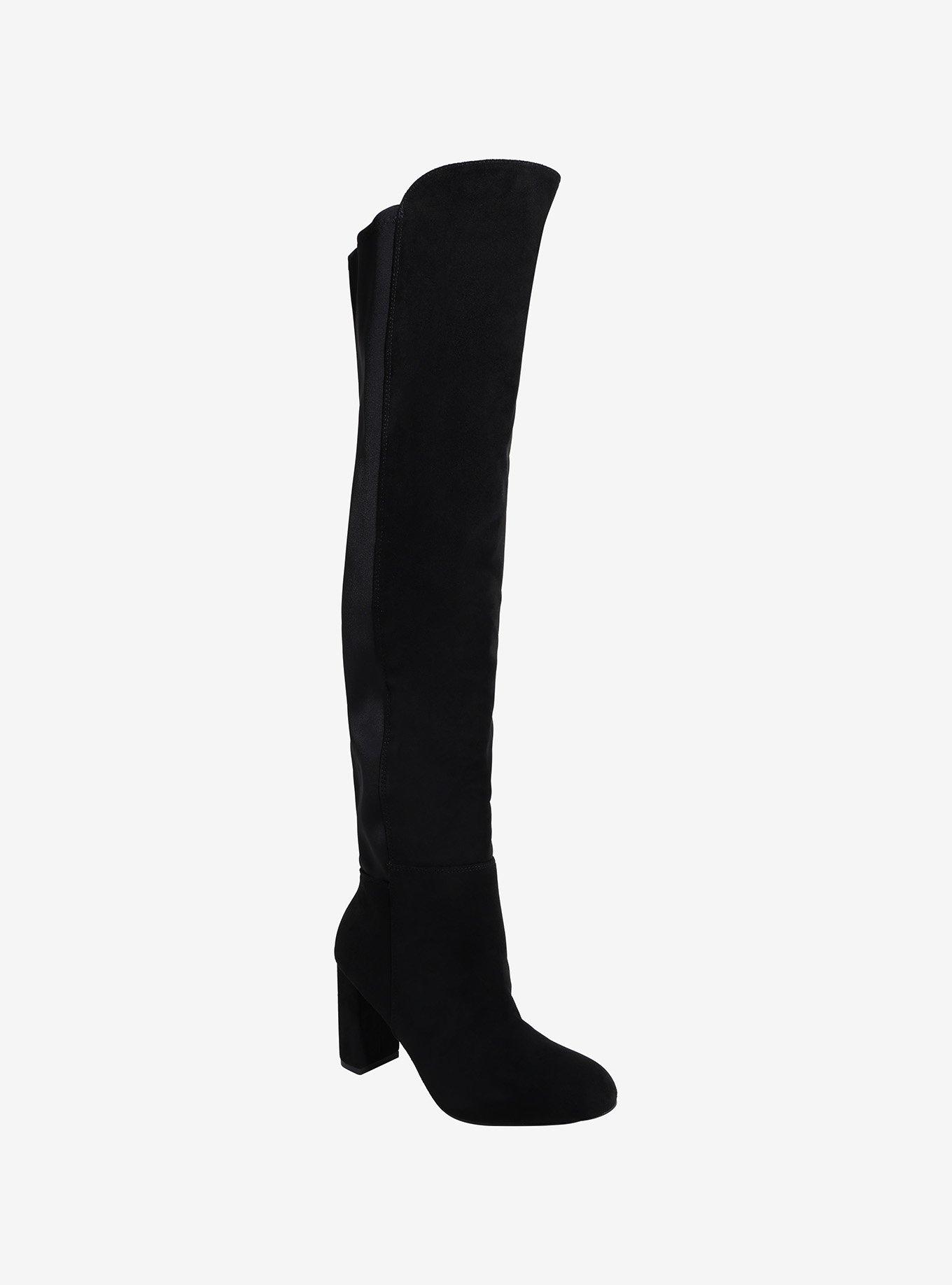 Chinese Laundry Black Faux Suede Thigh-High Boots, , hi-res