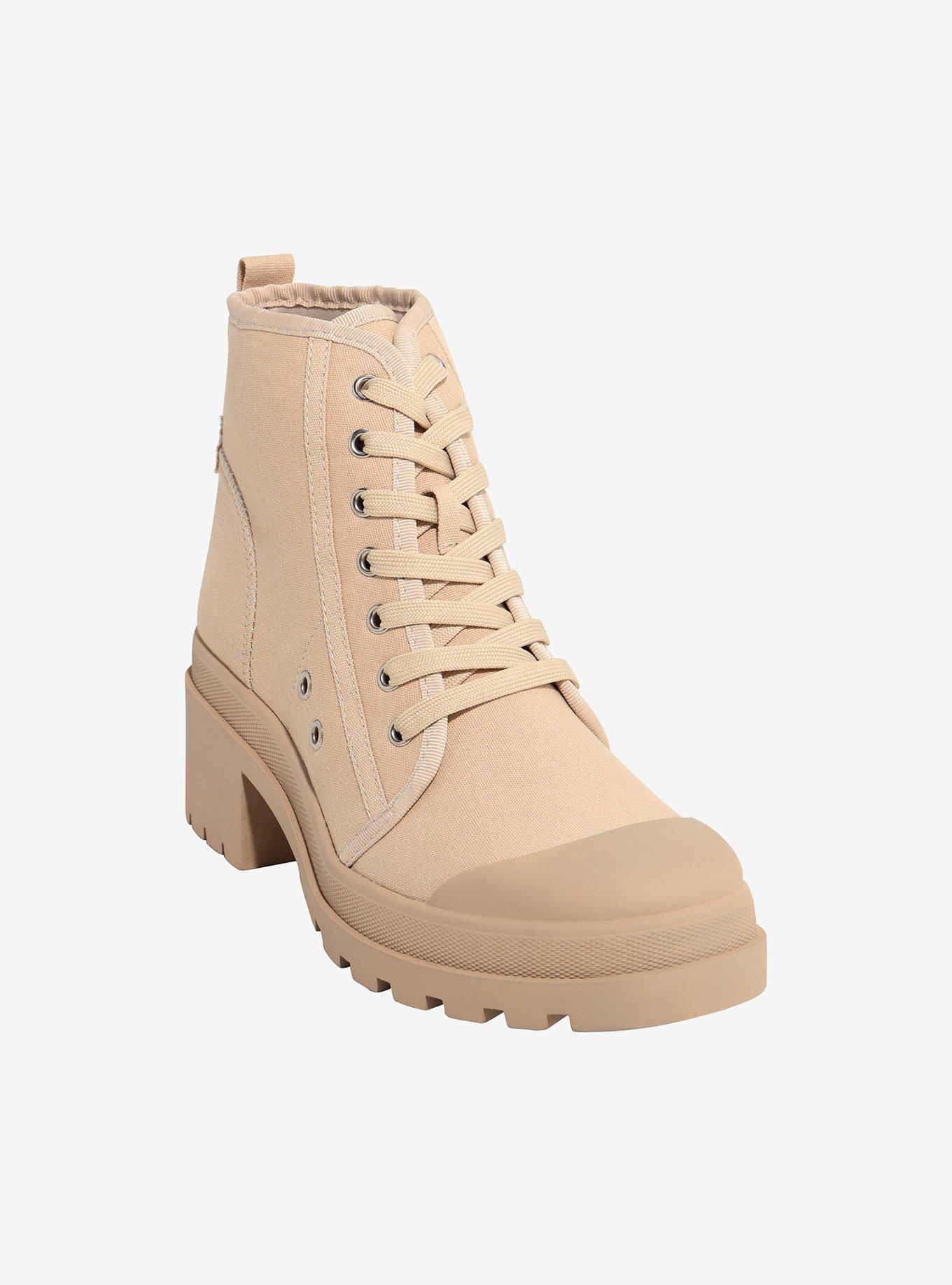 Chinese Laundry Beige Lace-Up Heel Boots Hot Topic