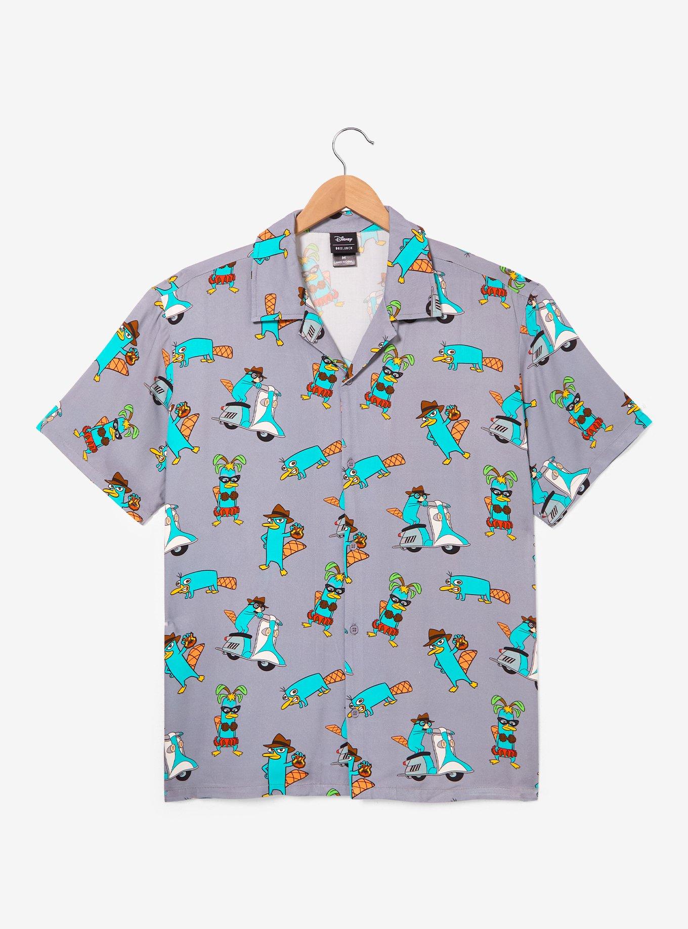 Disney Phineas and Ferb Perry Disguises Allover Print Woven Button Up - BoxLunch Exclusive, , hi-res