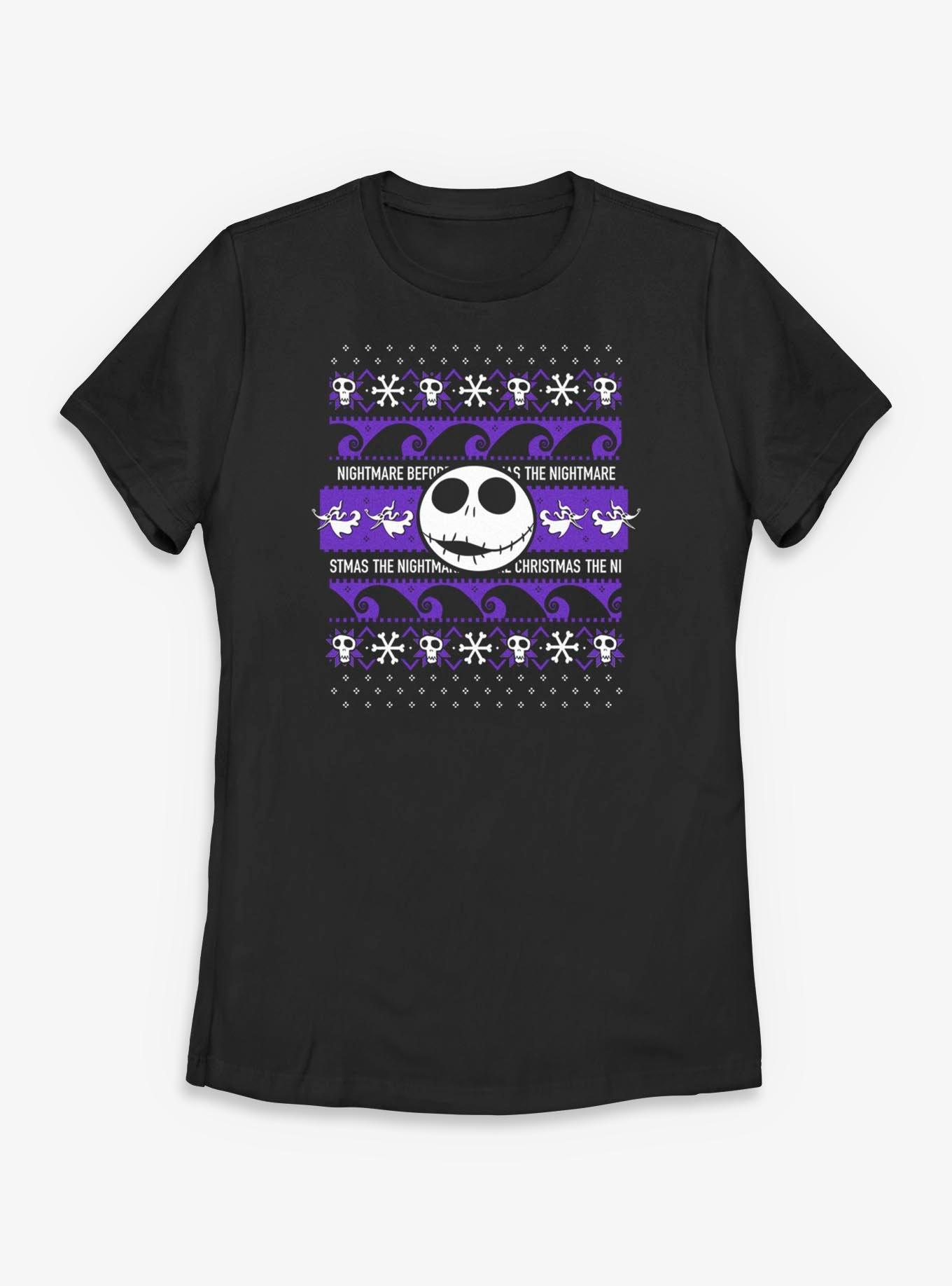 Disney The Nightmare Before Christmas Ugly Christmas Pattern Jack Womens T-Shirt, , hi-res