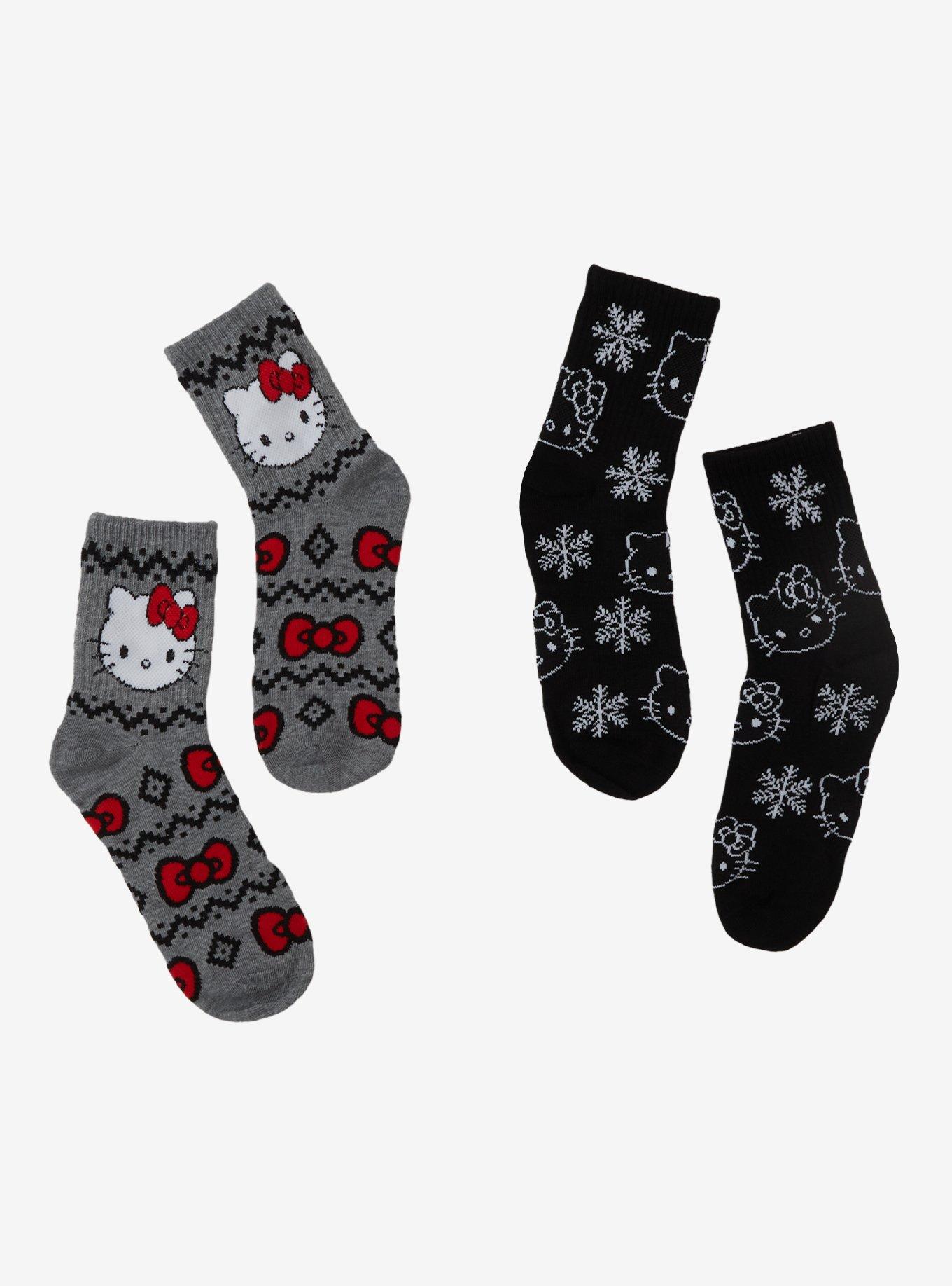 Hello Kitty Snowflake Fair Isle Crew Socks 2 Pair, , hi-res
