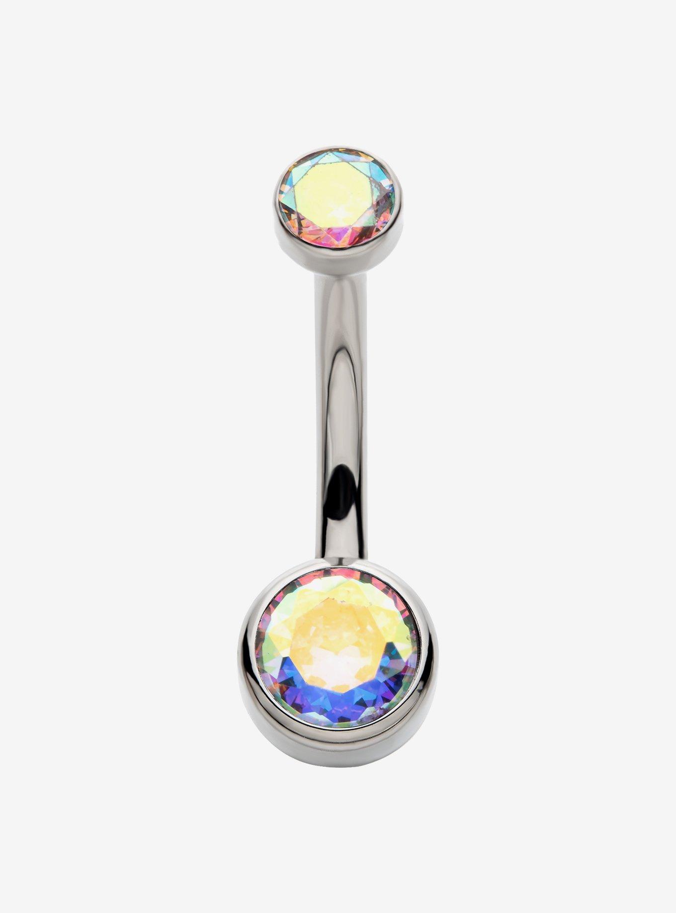 Titanium Iridescent Bling Navel Barbell, , hi-res