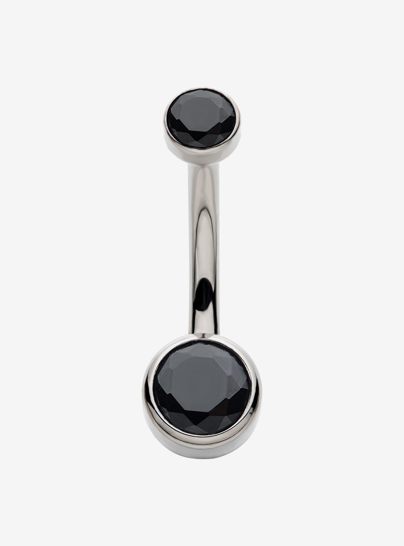 Titanium Black Bling Navel Barbell, , hi-res