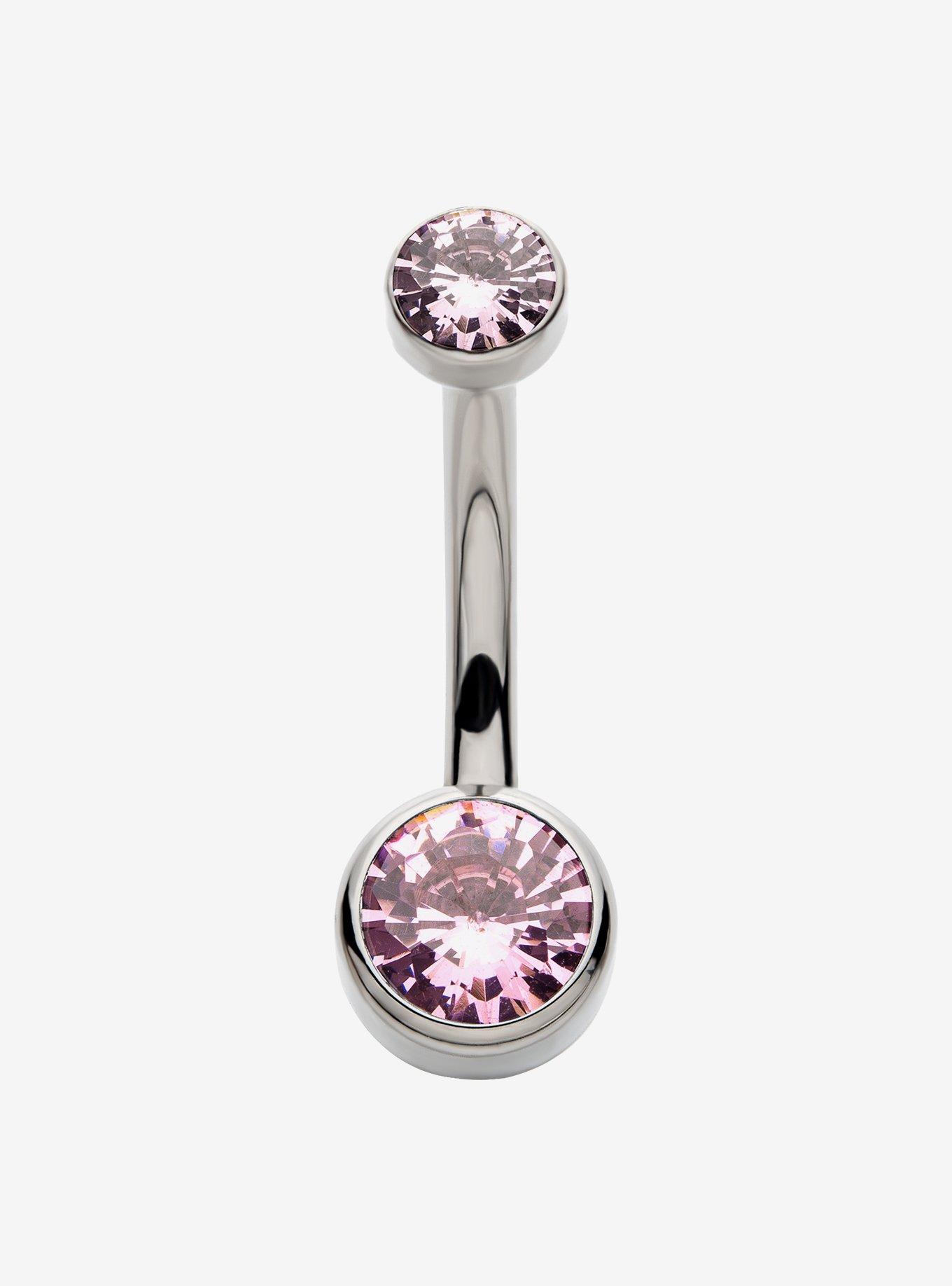 Titanium Pink Bling Navel Barbell, , hi-res