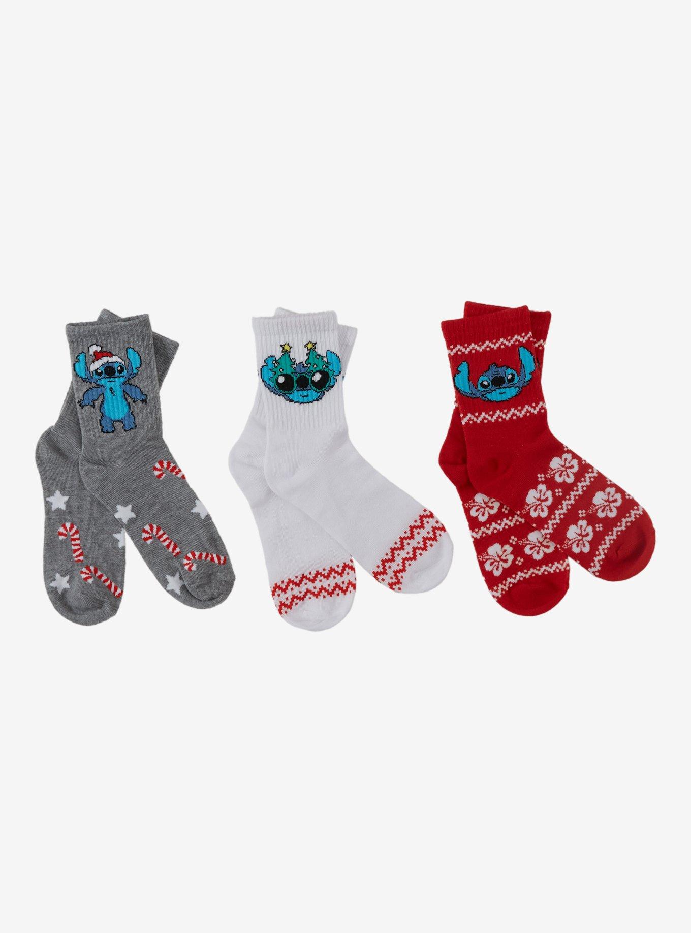 Disney Stitch Holiday Crew Socks 3 Pair, , hi-res