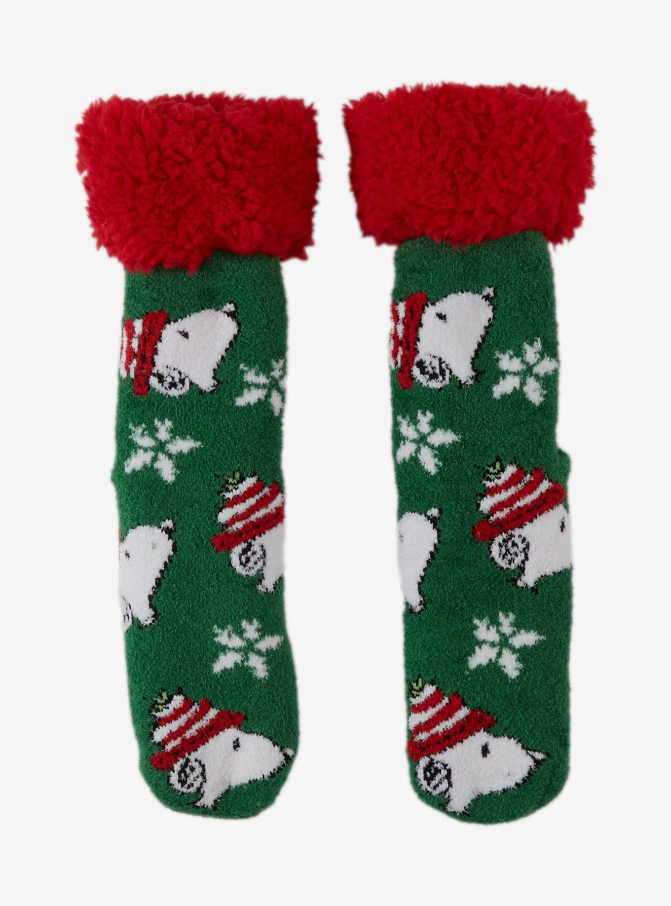 Peanuts Snoopy Festive Snowflakes Cozy Slipper Socks, , hi-res