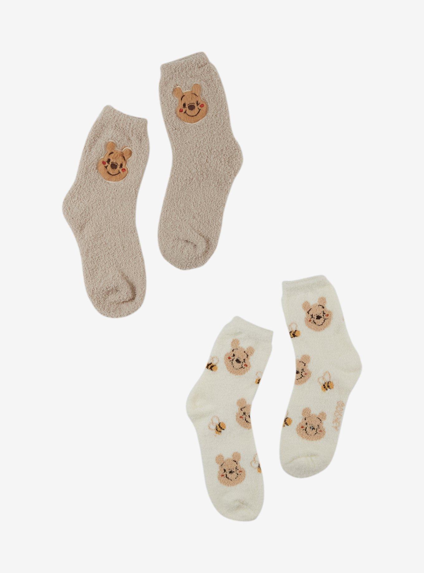 Disney Winnie The Pooh Face Cozy Socks 2 Pair, , hi-res