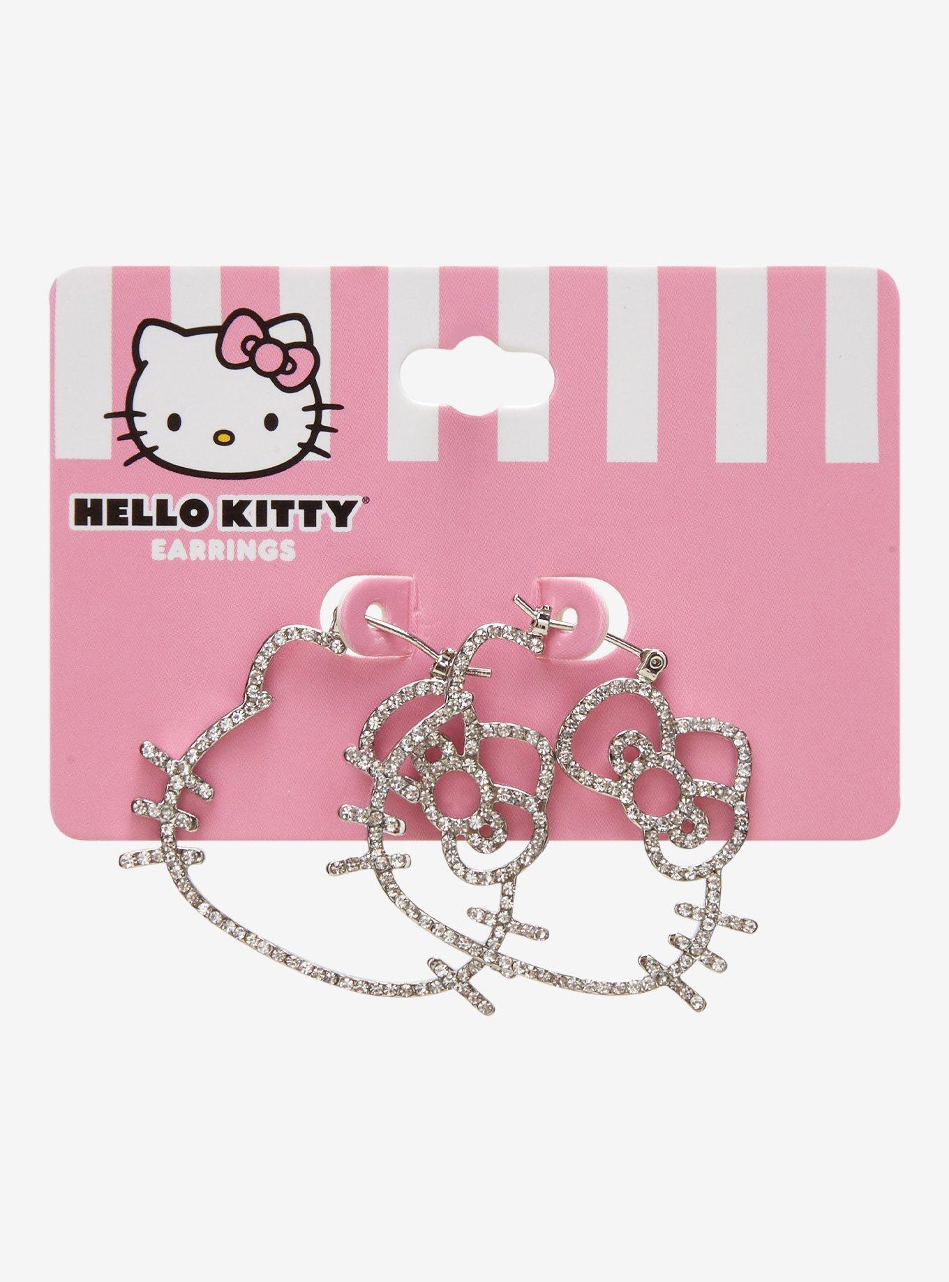 Hello Kitty Bling Outline Hoop Earrings, , hi-res