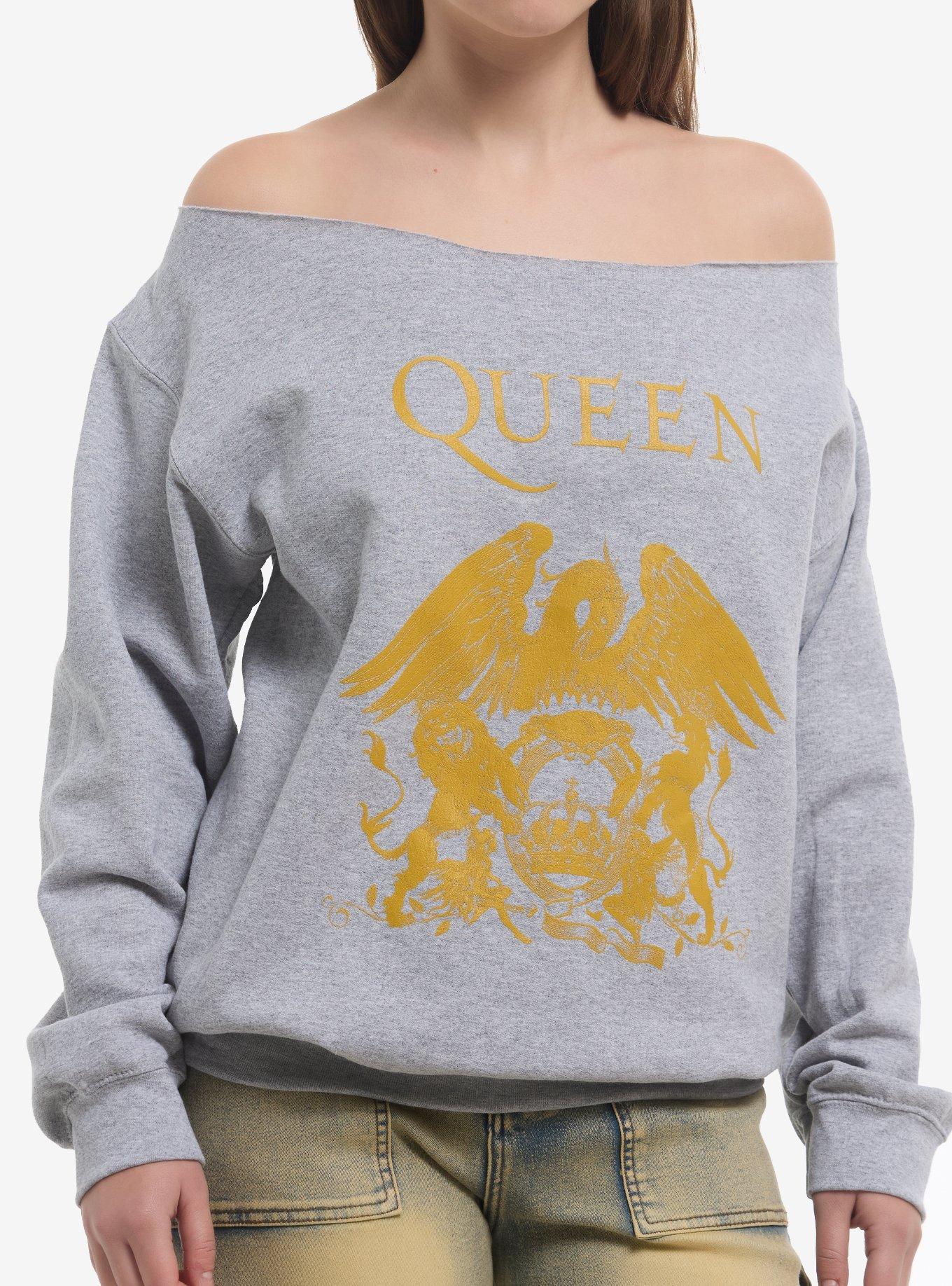 Queen Gold Crest Girls Off-Shoulder Sweatshirt, , hi-res