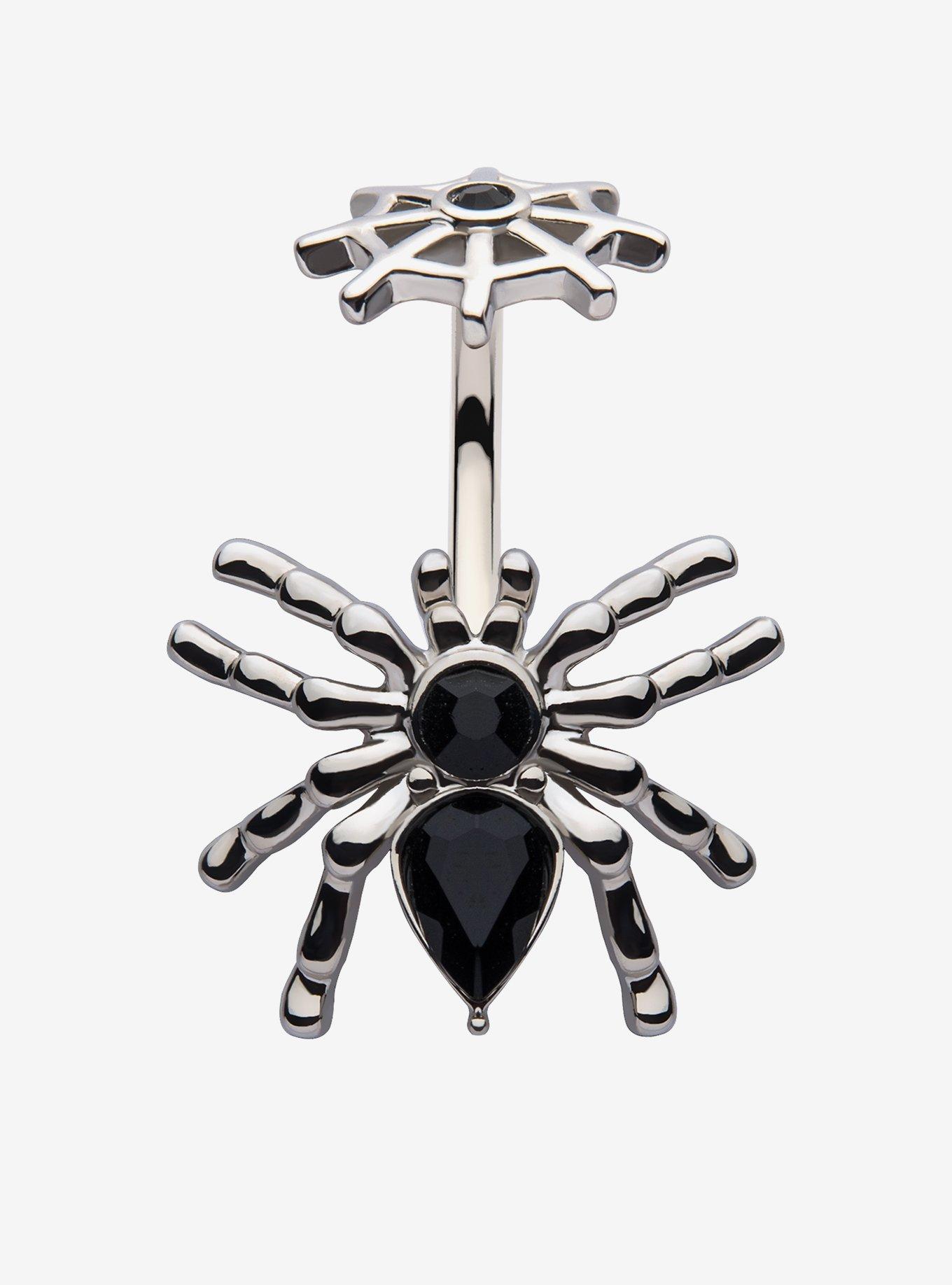 14G Steel Silver Spider Navel Barbell, , hi-res