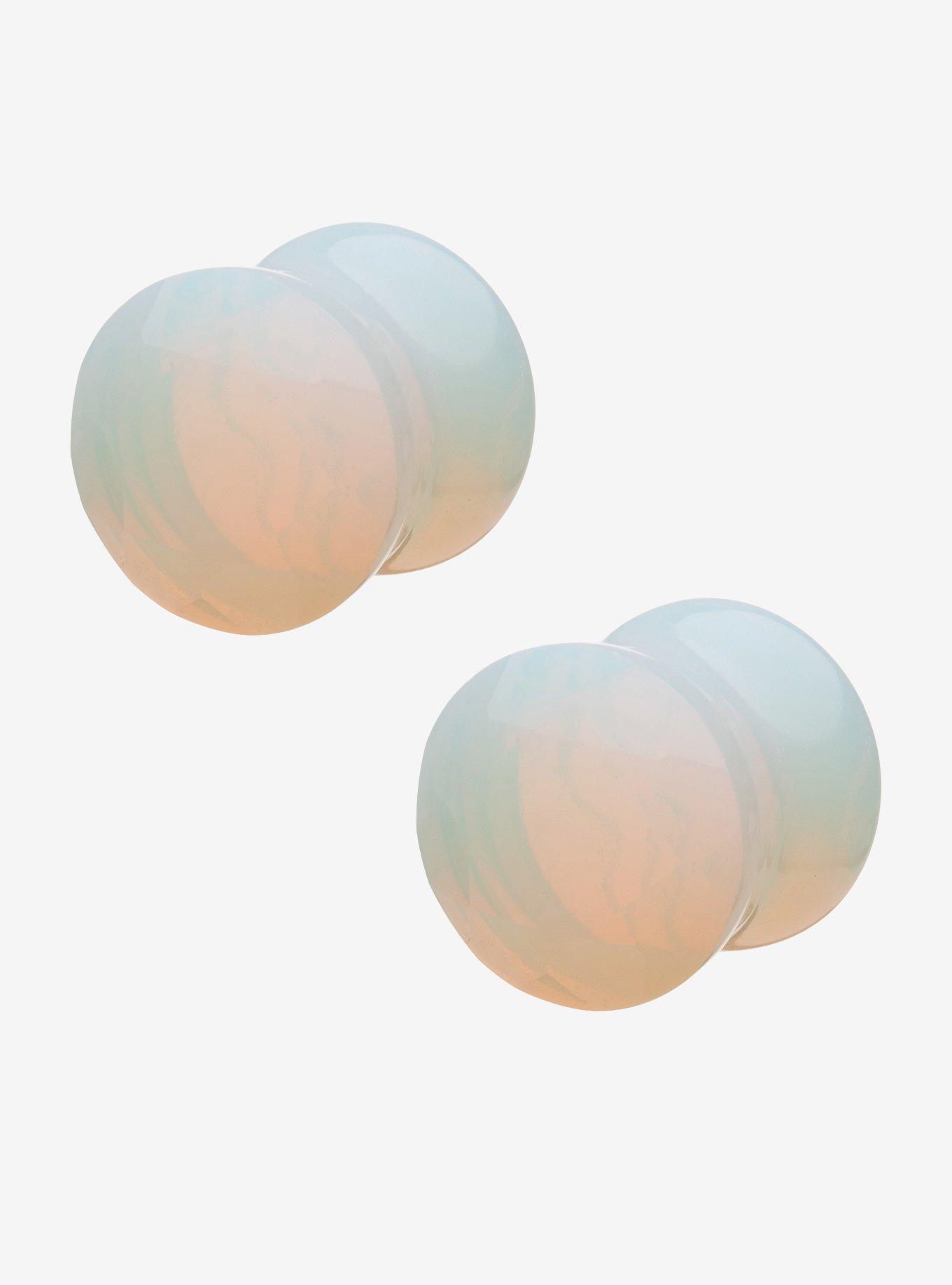 Opalite Translucent Stone Double Flare Plug 2 Pack, , hi-res