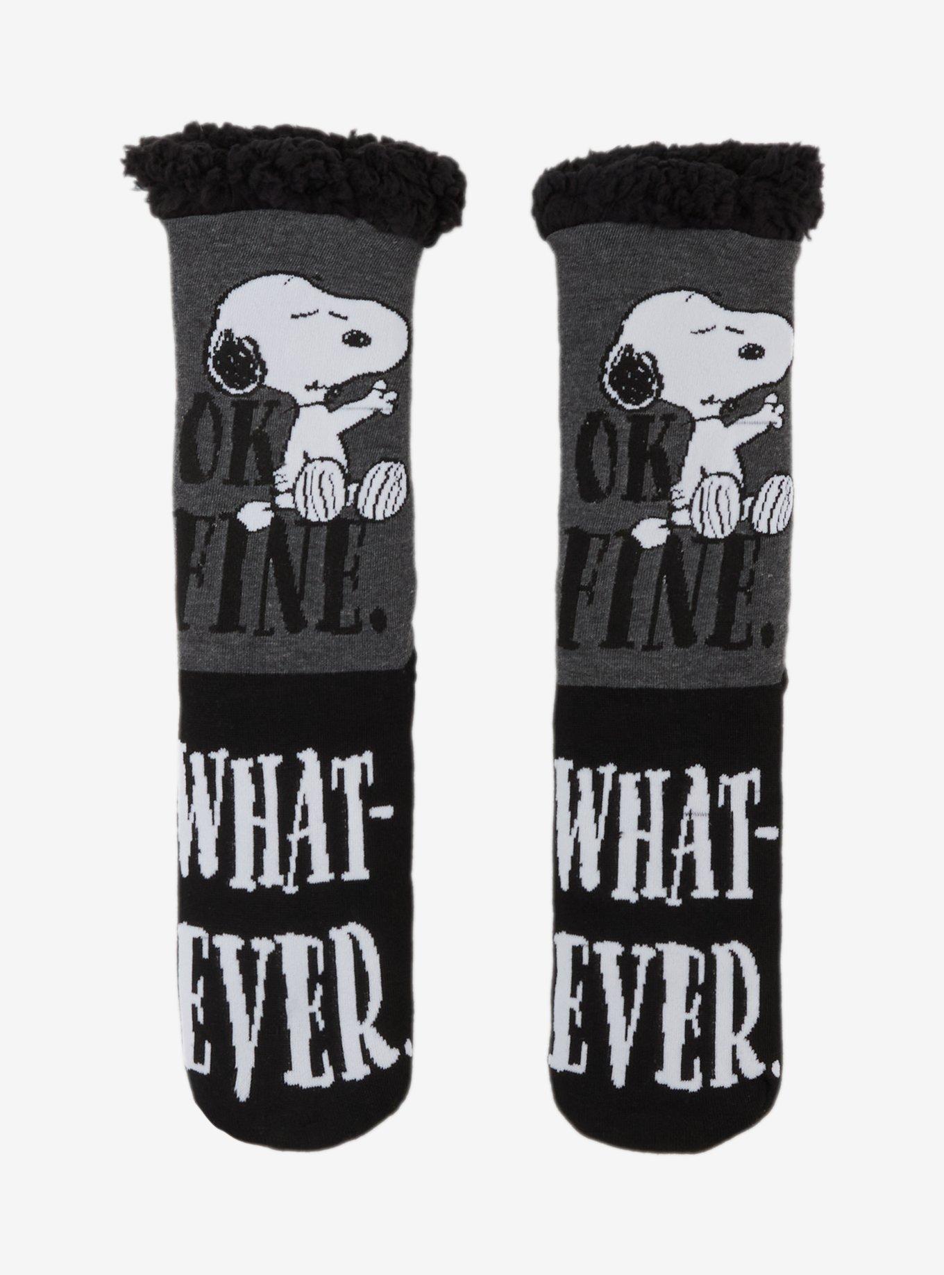 Peanuts Snoopy Whatever Cozy Slipper Socks, , hi-res