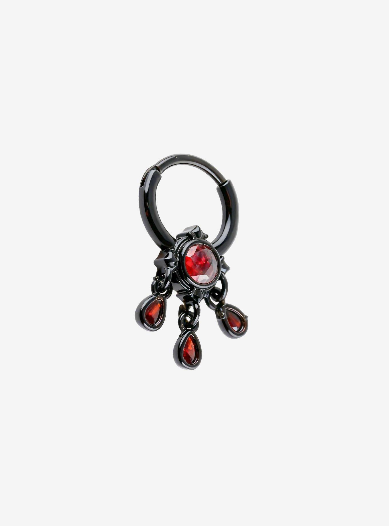 Steel Black & Red Bling Hinged Clicker, , hi-res