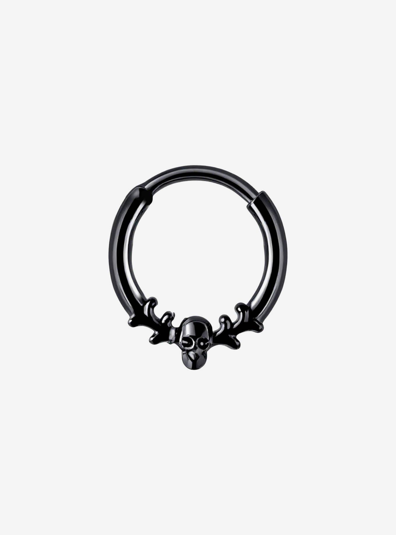 Steel Black Skull Bone Hinged Clicker, , hi-res