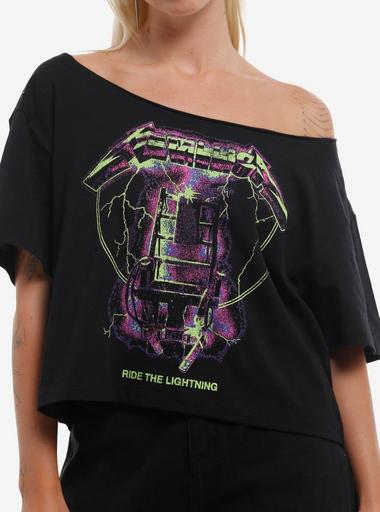 Metallica Ride The Lightning Girls Off-Shoulder T-Shirt | Hot Topic