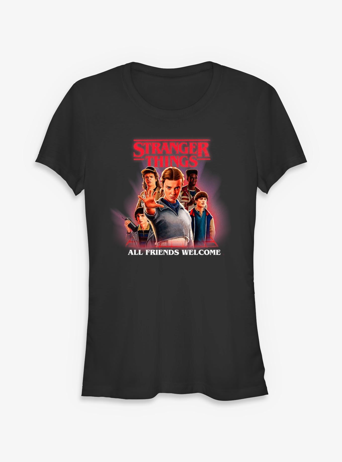 Stranger Things All Friends Welcome Girls T-Shirt, BLACK, hi-res