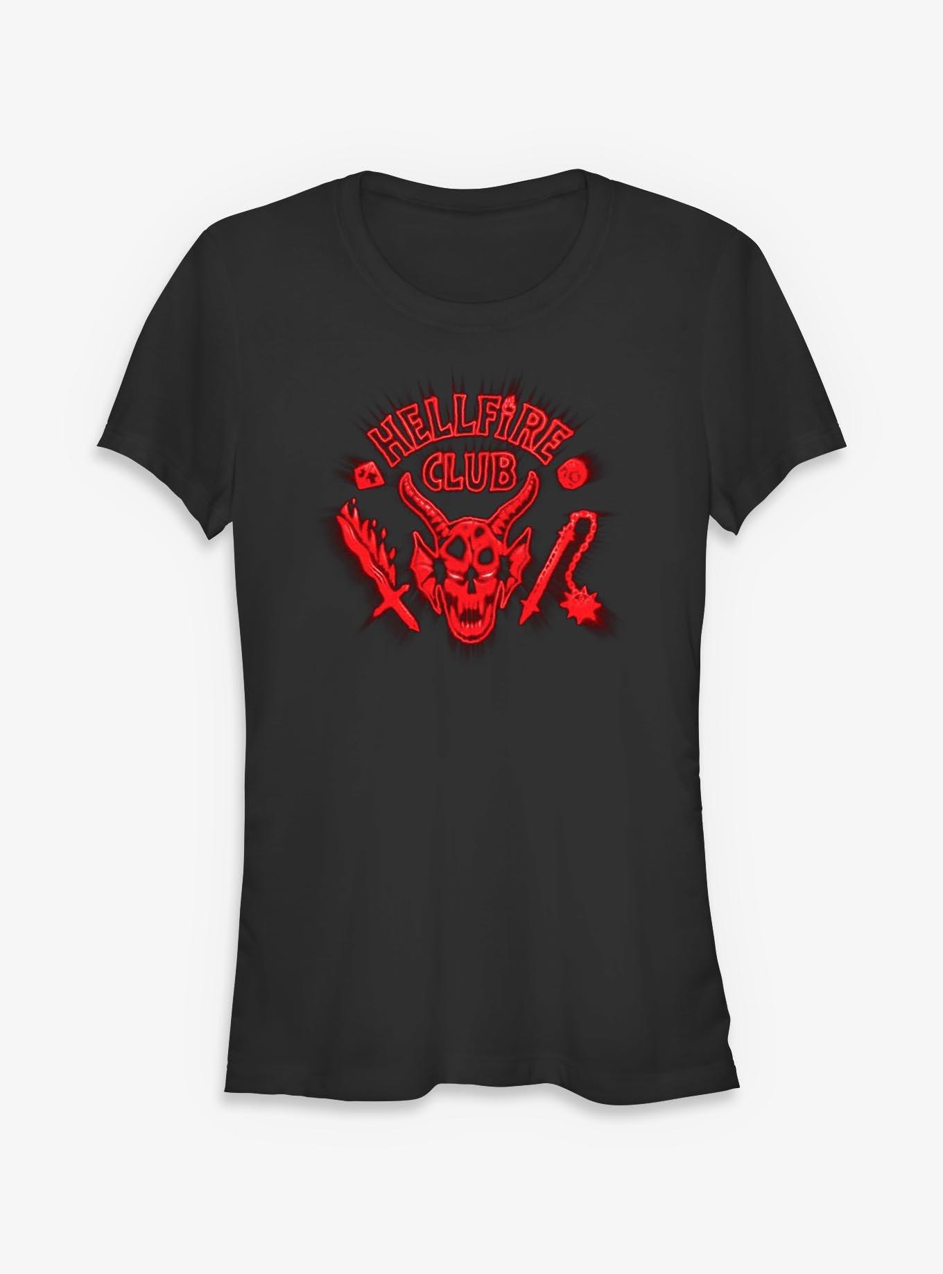 Stranger Things Hellfire Club Red Glow Logo Girls T-Shirt, BLACK, hi-res