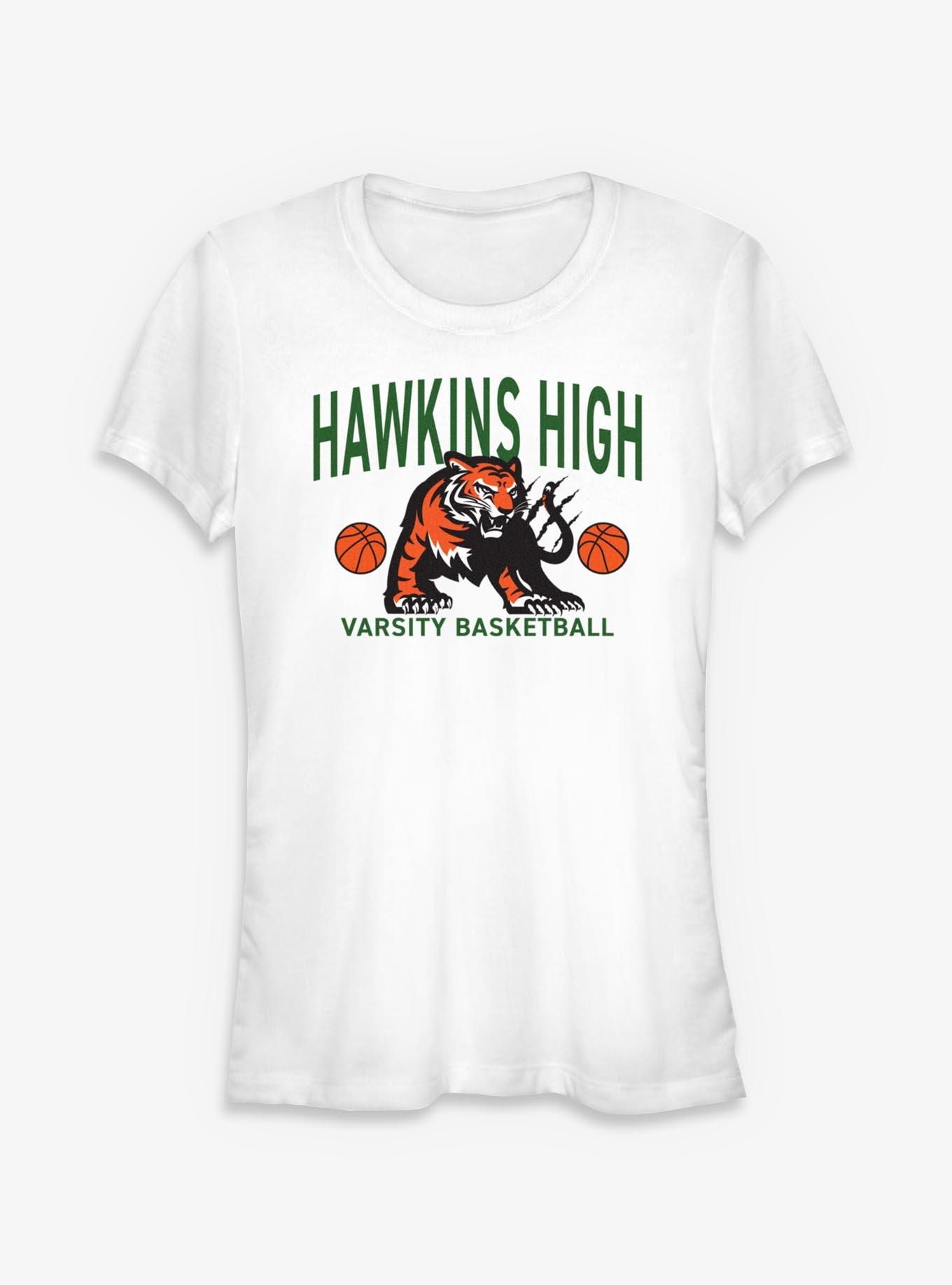 Stranger Things Hawkins High Basketball Girls T-Shirt, WHITE, hi-res
