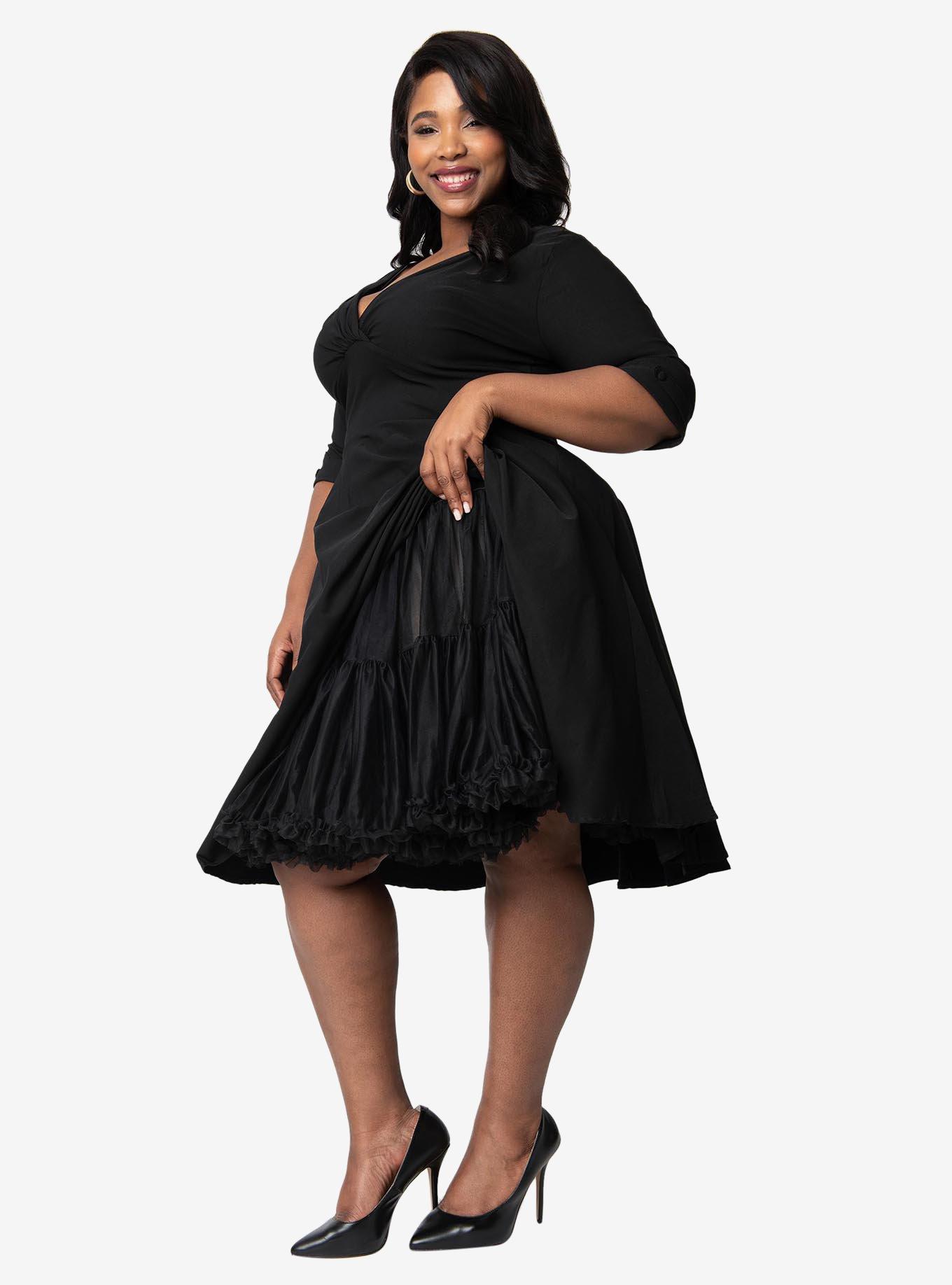 Unique Vintage Plus Size 1950s Style Black Ruffled Petticoat Crinoline, , hi-res