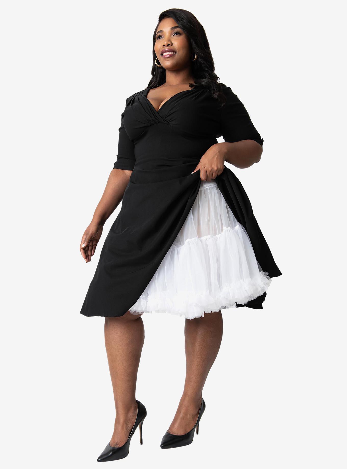 Unique Vintage Plus Size White Retro Style Ruffled Petticoat Crinoline, , hi-res