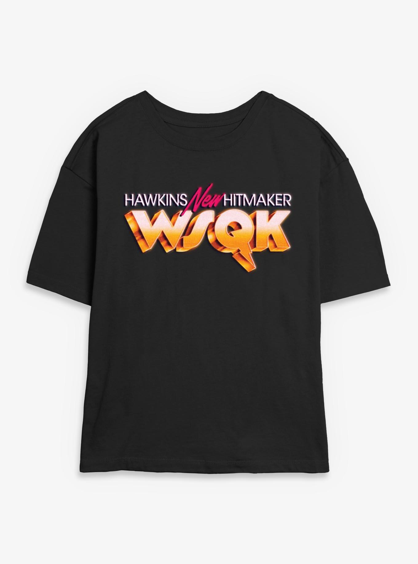 Stranger Things Hawkins New Hitmaker WSQK Girls Skimmer T-Shirt, BLACK, hi-res