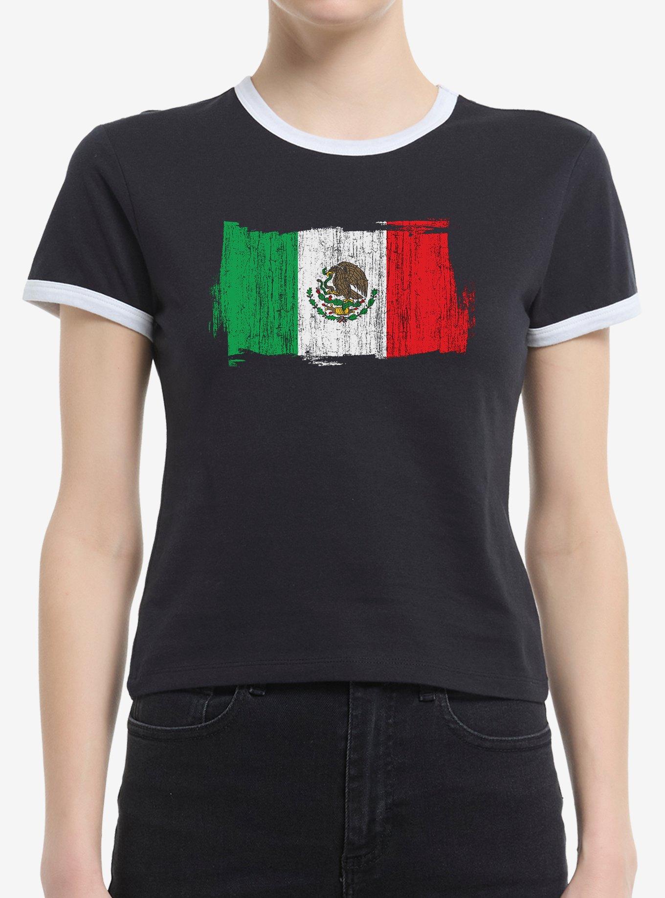 Mexico Flag Girls Ringer Crop T-Shirt, , hi-res