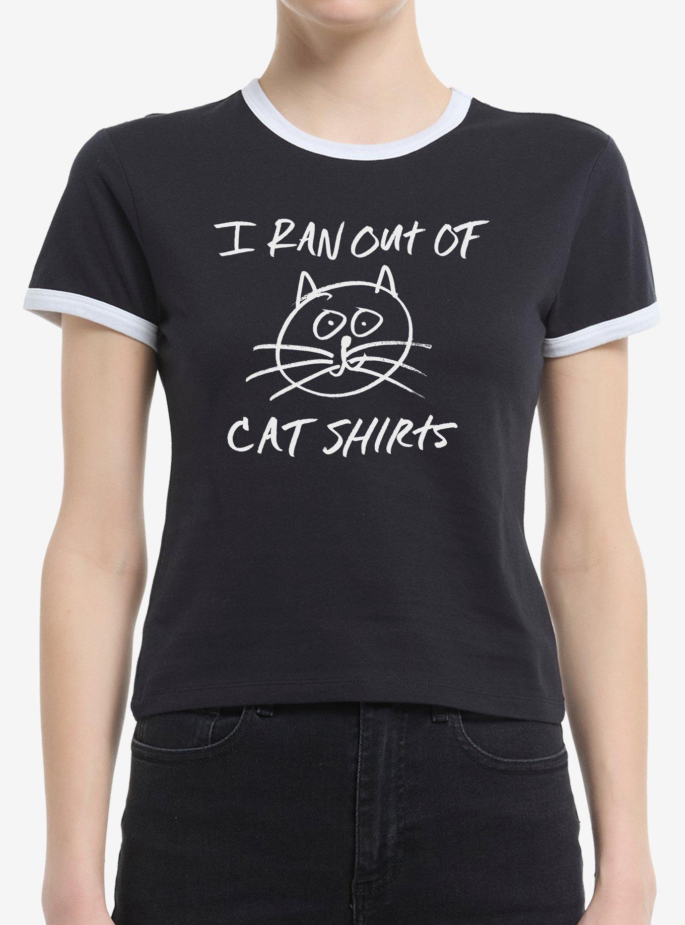 Ran Out Of Cat Shirts Girls Ringer Crop T-Shirt, , hi-res