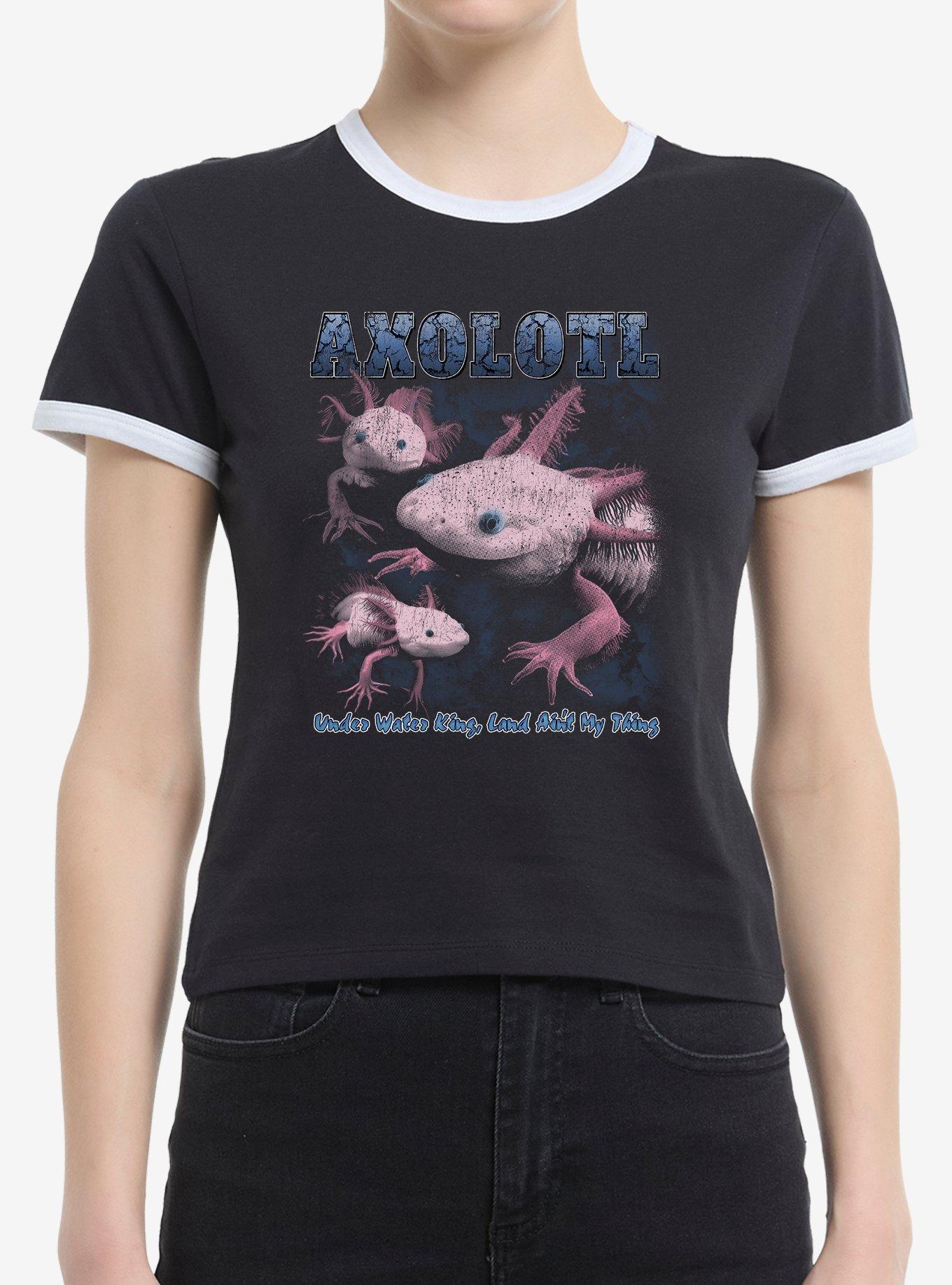Axolotyl Underwater King Girls Ringer Crop T-Shirt, CAVIAR WHITE, hi-res